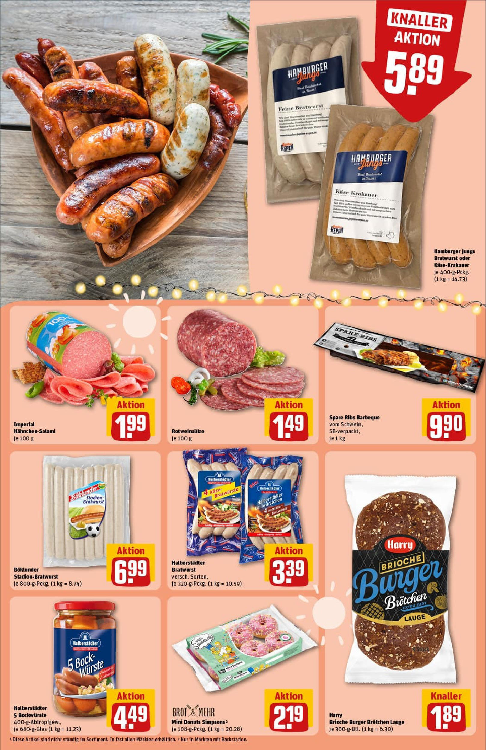 REWE Prospekt ab 06.07.2025 zum Blättern » Angebote | Seite: 19 | Produkte: Bratwurst, Burger, Donuts, Brot