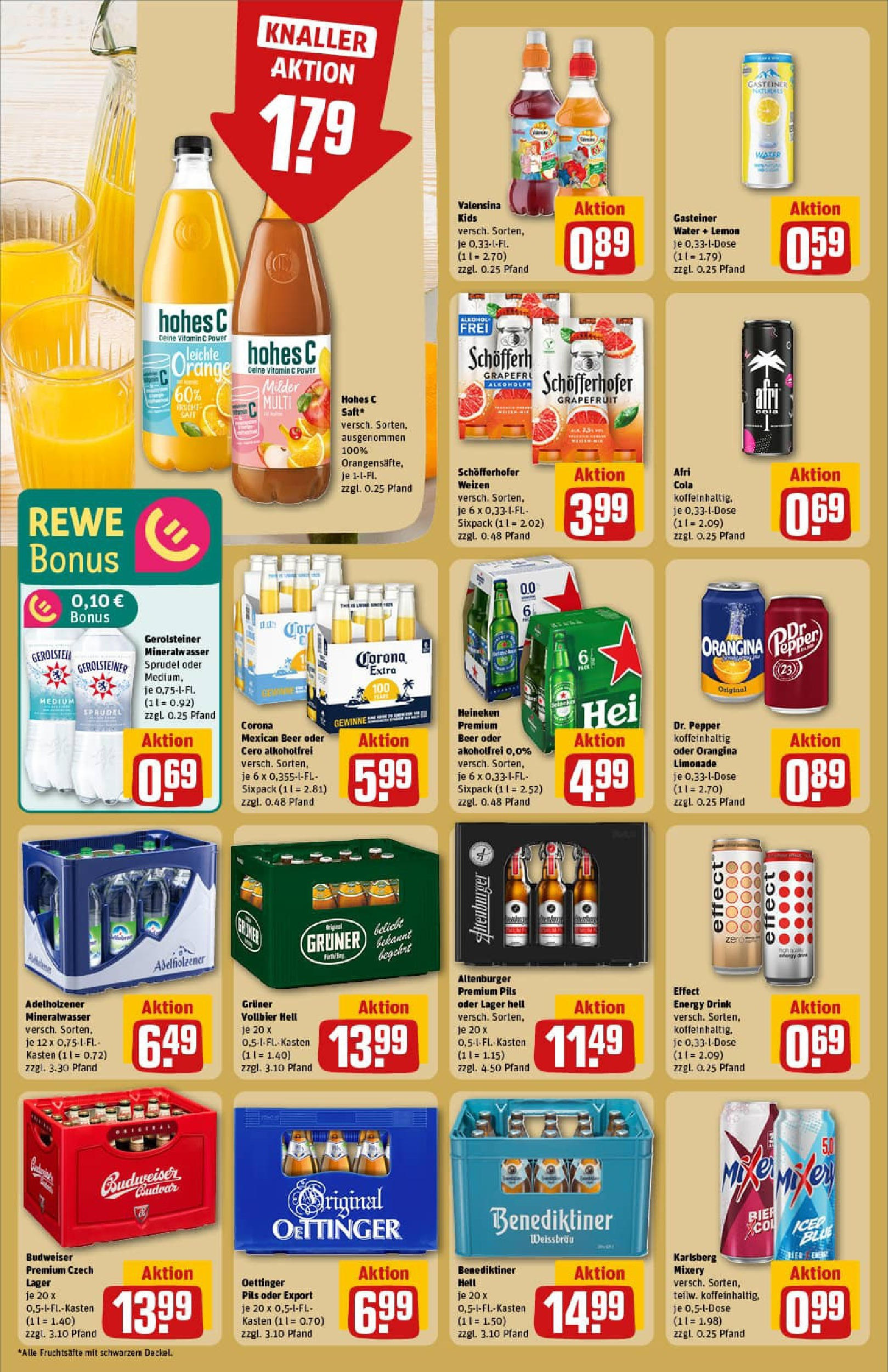 REWE Prospekt ab 06.07.2025 zum Blättern » Angebote | Seite: 24 | Produkte: Adelholzener, Limonade, Grapefruit, Budweiser