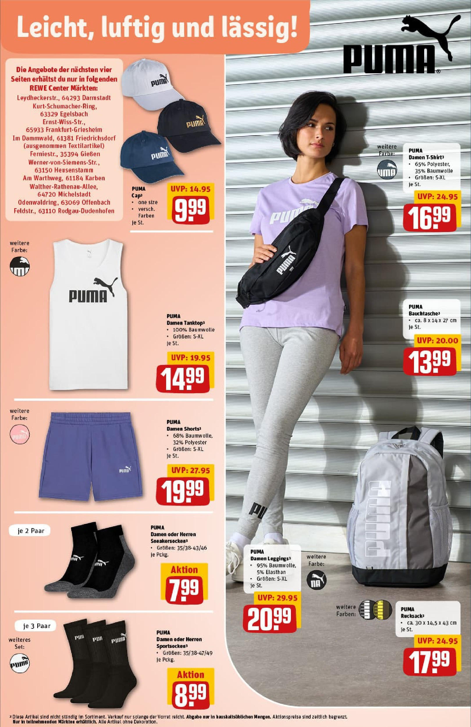 REWE Prospekt ab 06.07.2025 zum Blättern » Angebote | Seite: 28 | Produkte: Top, T-Shirt, Leggings, Rucksack
