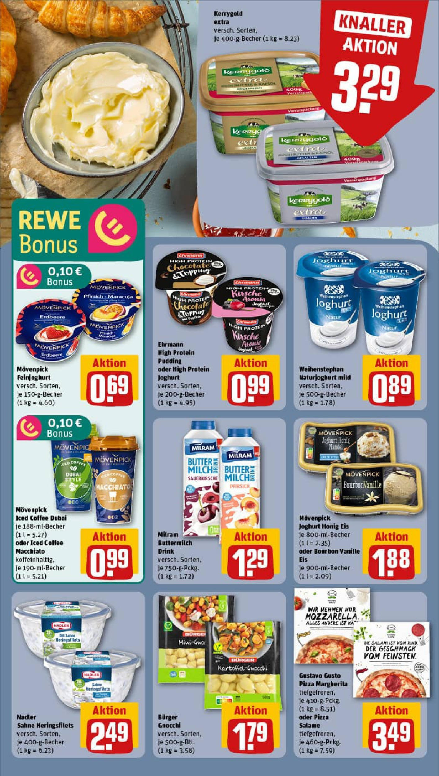 REWE Prospekt ab 06.07.2025 zum Blättern » Angebote | Seite: 10 | Produkte: Gustavo gusto, Buttermilch, High protein pudding, Milram