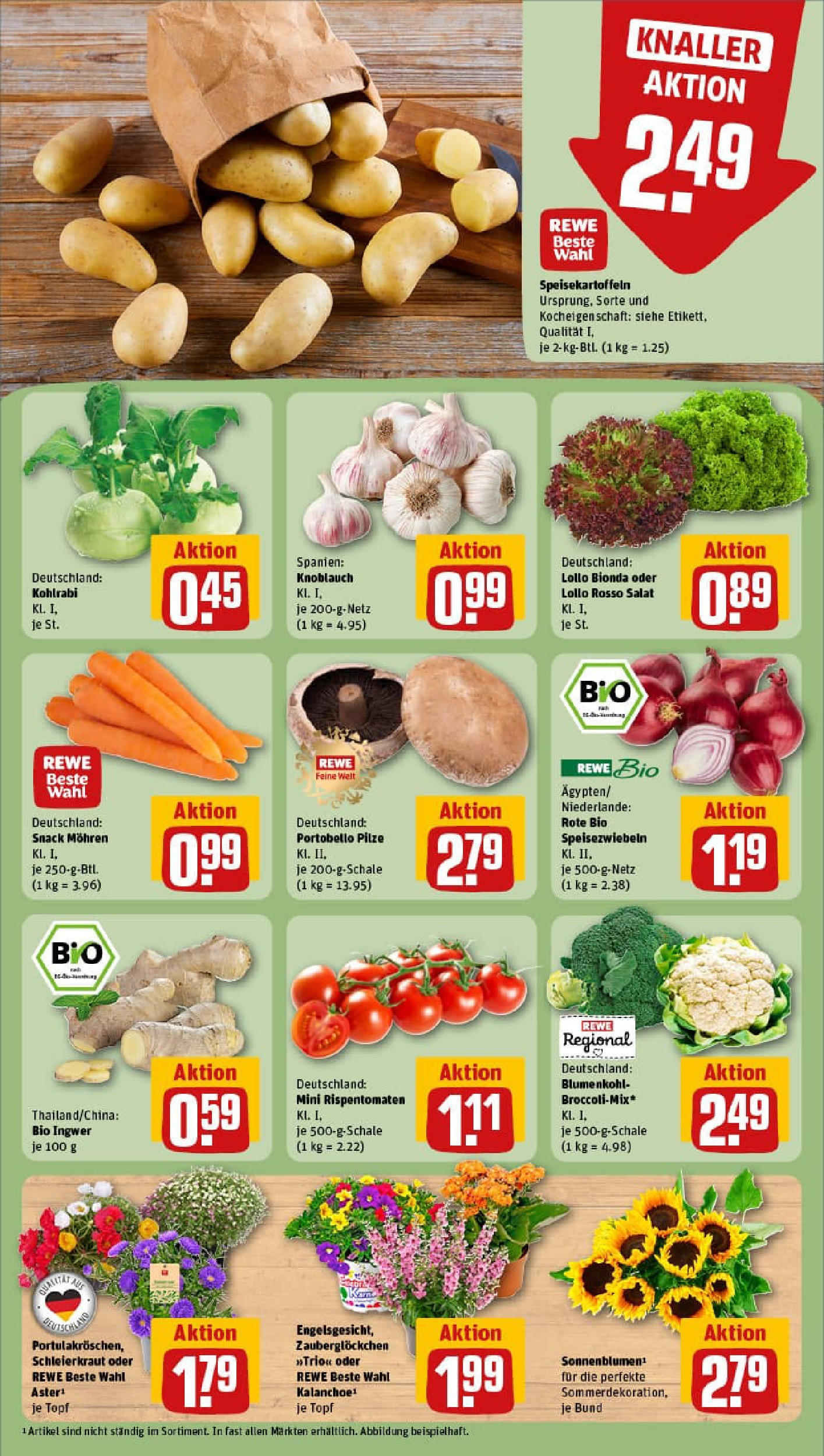 REWE Prospekt ab 06.07.2025 zum Blättern » Angebote | Seite: 7 | Produkte: Kohlrabi, Mohren, Knoblauch, Blumenkohl