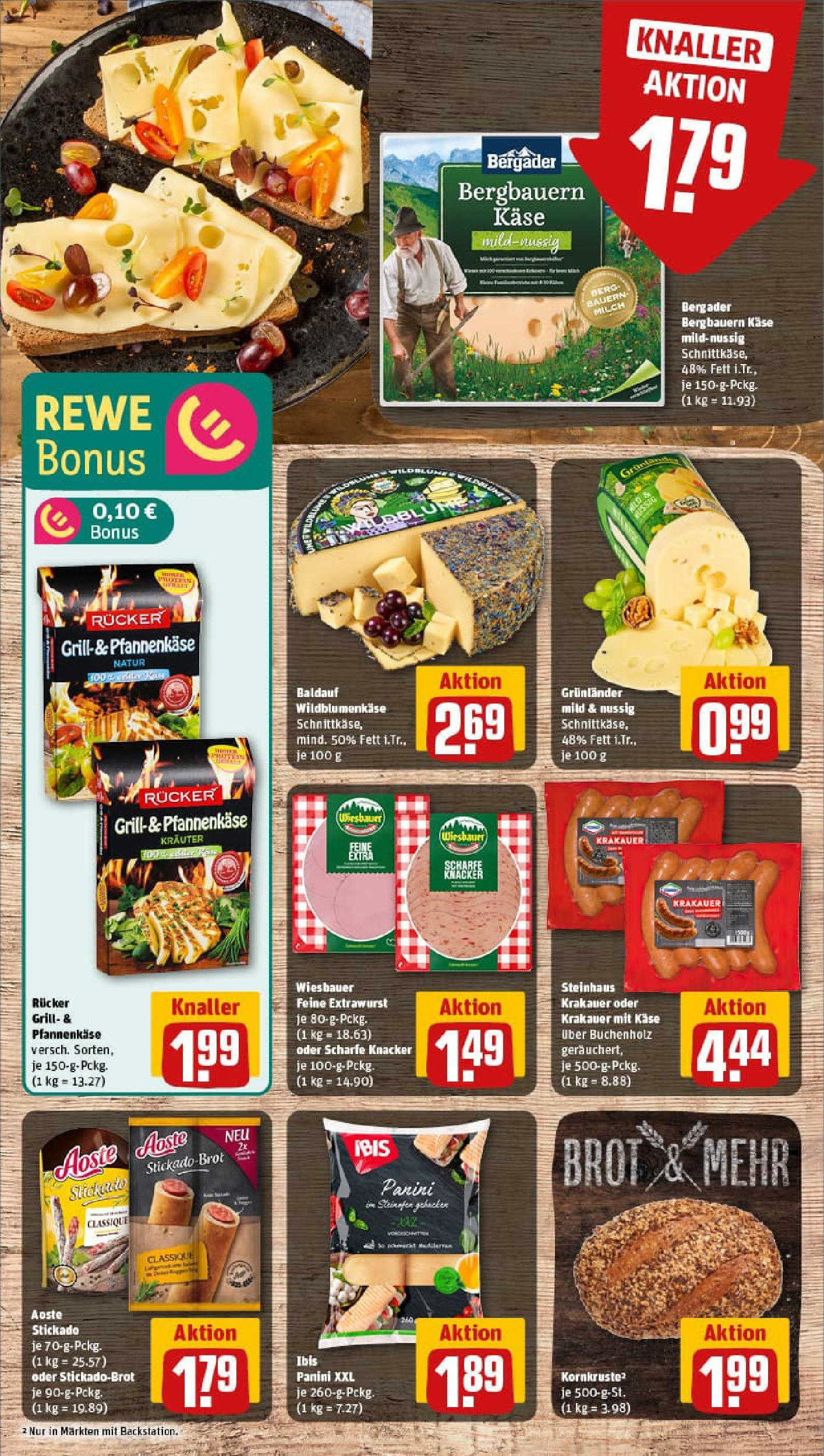 REWE Prospekt ab 06.07.2025 zum Blättern » Angebote | Seite: 9 | Produkte: Milch, Käse, Grunlander, Brot