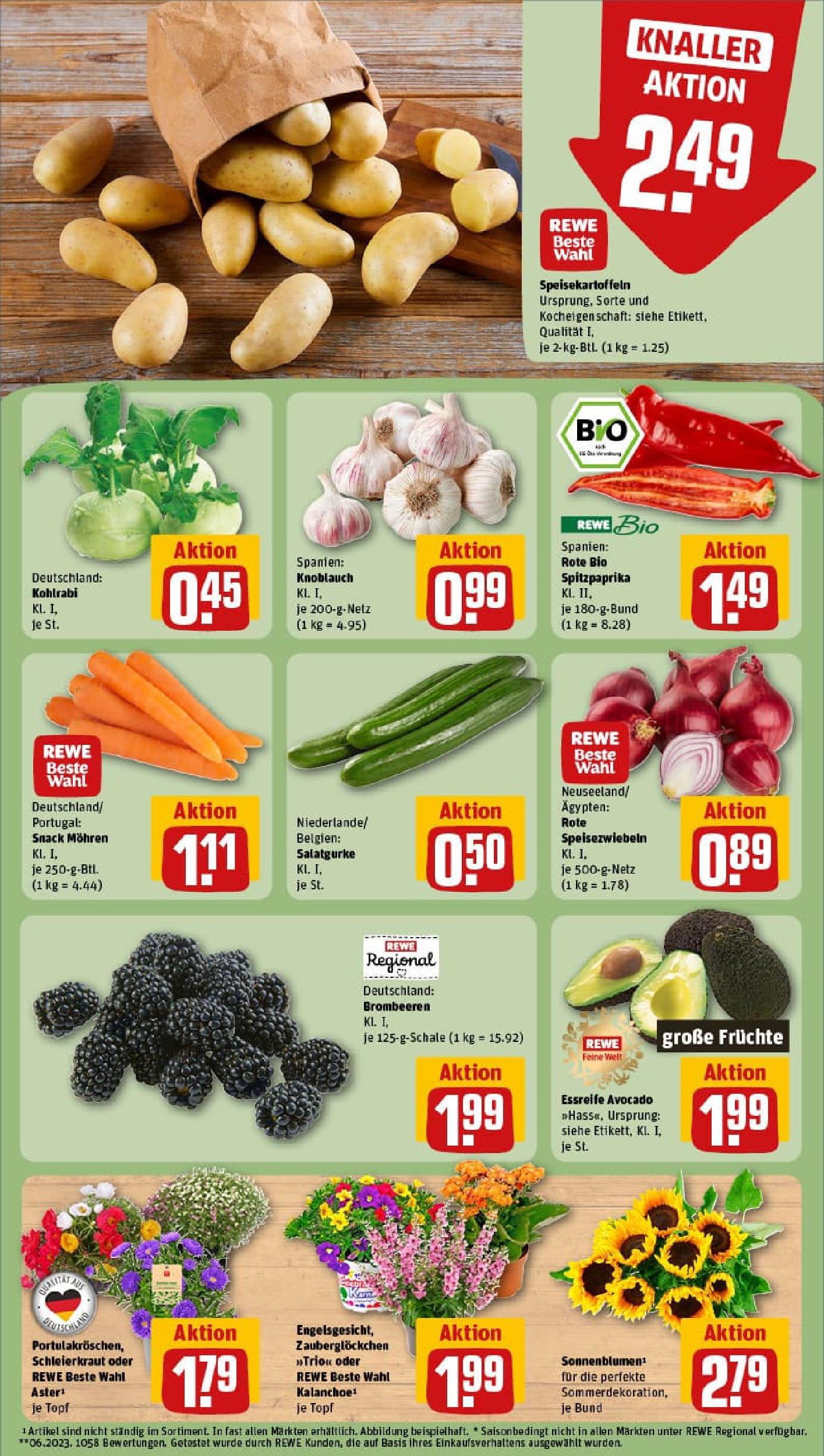 REWE Prospekt ab 06.07.2025 zum Blättern » Angebote | Seite: 7 | Produkte: Kohlrabi, Avocado, Knoblauch, Kraut