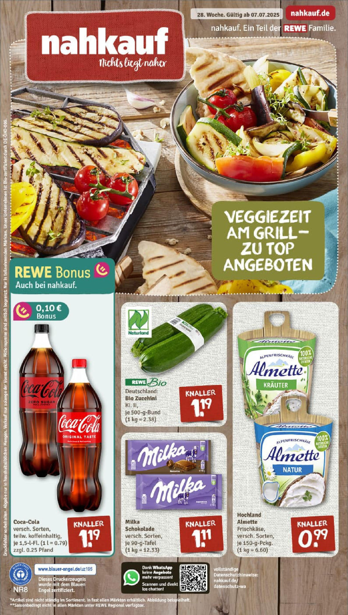 REWE Prospekt ab 06.07.2025 zum Blättern » Angebote | Seite: 1 | Produkte: Top, Grill, Coca cola, Cola