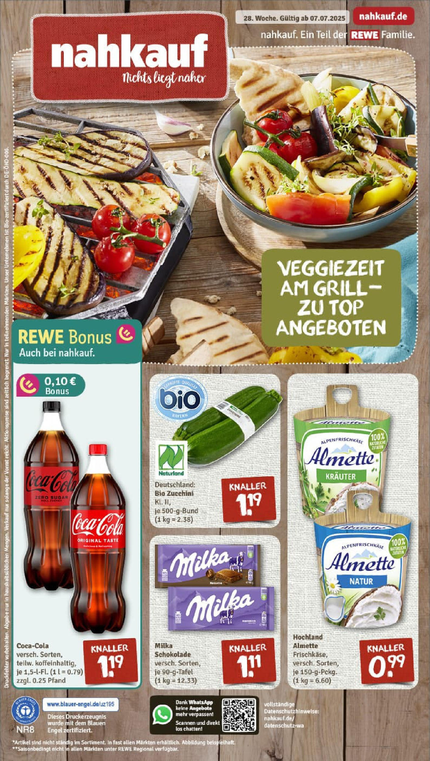 REWE Prospekt ab 06.07.2025 zum Blättern » Angebote | Seite: 1 | Produkte: Top, Almette, Schokolade, Zucchini