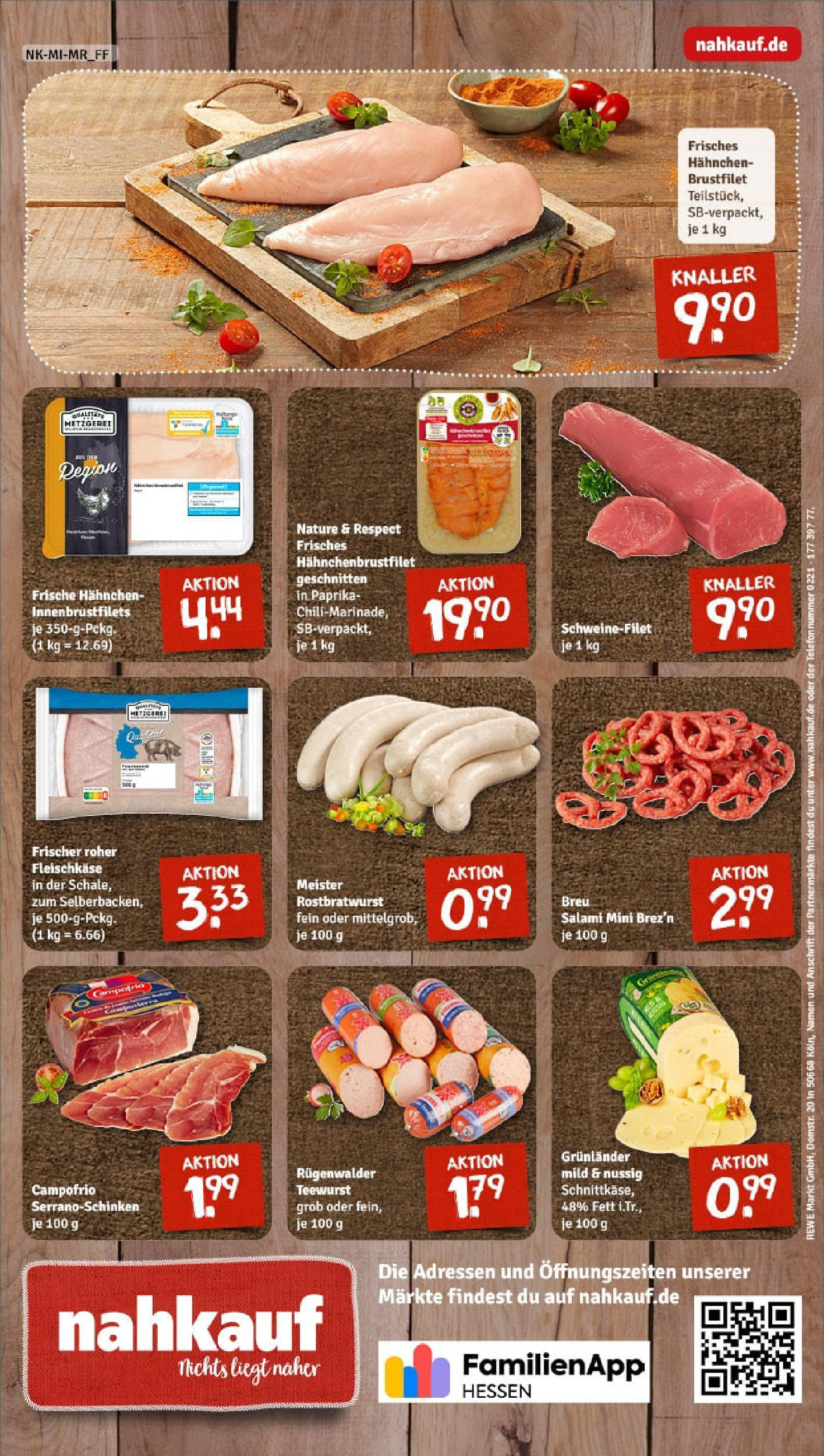 REWE Prospekt ab 06.07.2025 zum Blättern » Angebote | Seite: 8 | Produkte: Hahnchen, Schweinefilet, Grunlander, Salami