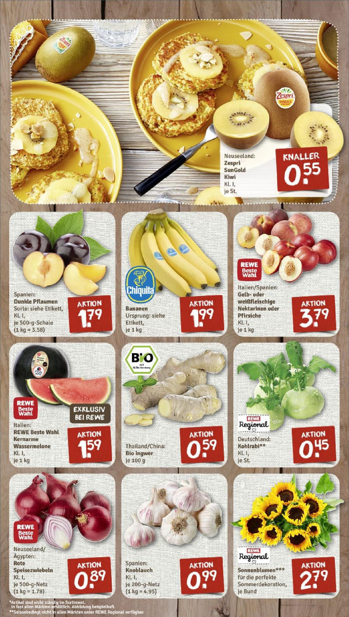 REWE Prospekt ab 06.07.2025 zum Blättern » Angebote | Seite: 3 | Produkte: Kohlrabi, Bananen, Wassermelone, Kiwi