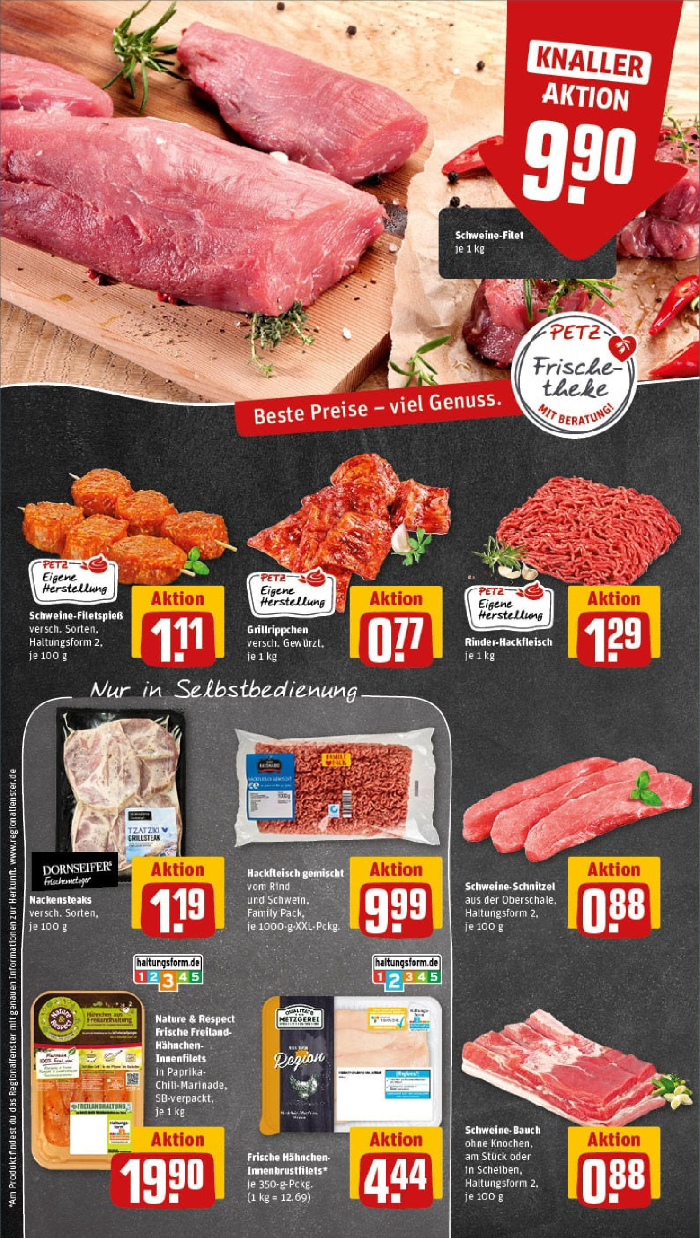 REWE Prospekt ab 06.07.2025 zum Blättern » Angebote | Seite: 8 | Produkte: Nackensteaks, Hahnchen, Schweinefilet, Hackfleisch