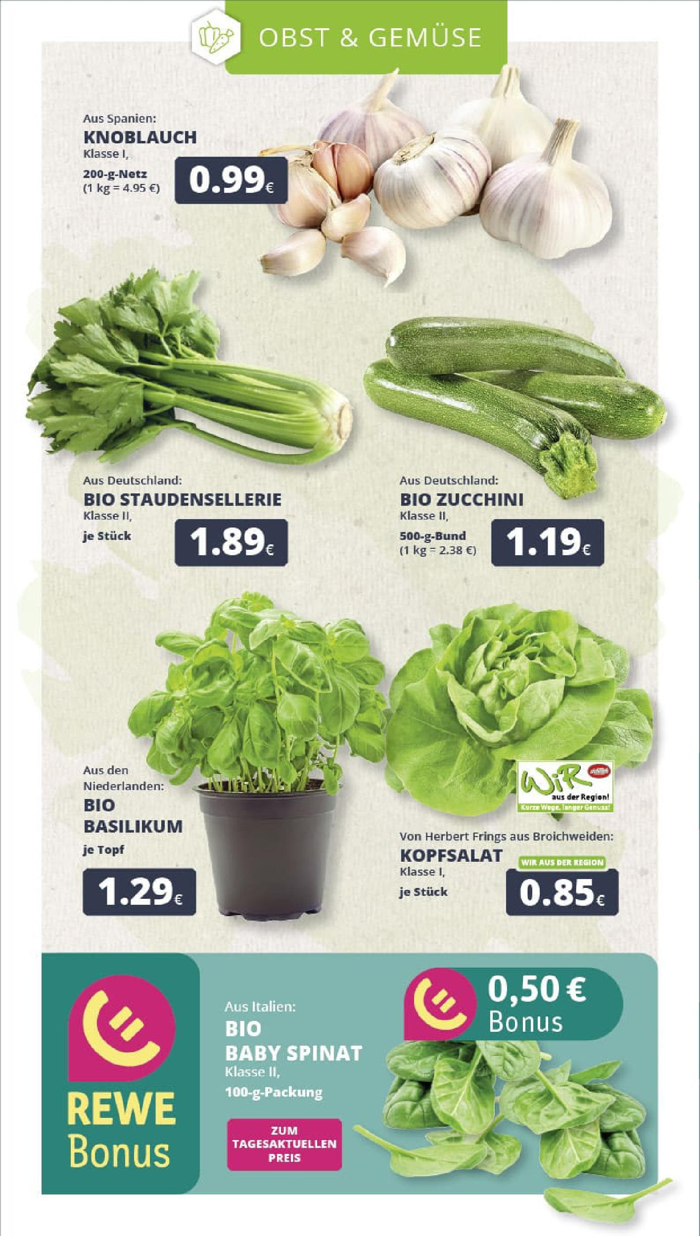 REWE Prospekt ab 06.07.2025 zum Blättern » Angebote | Seite: 7 | Produkte: Gemüse, Obst, Knoblauch, Zucchini