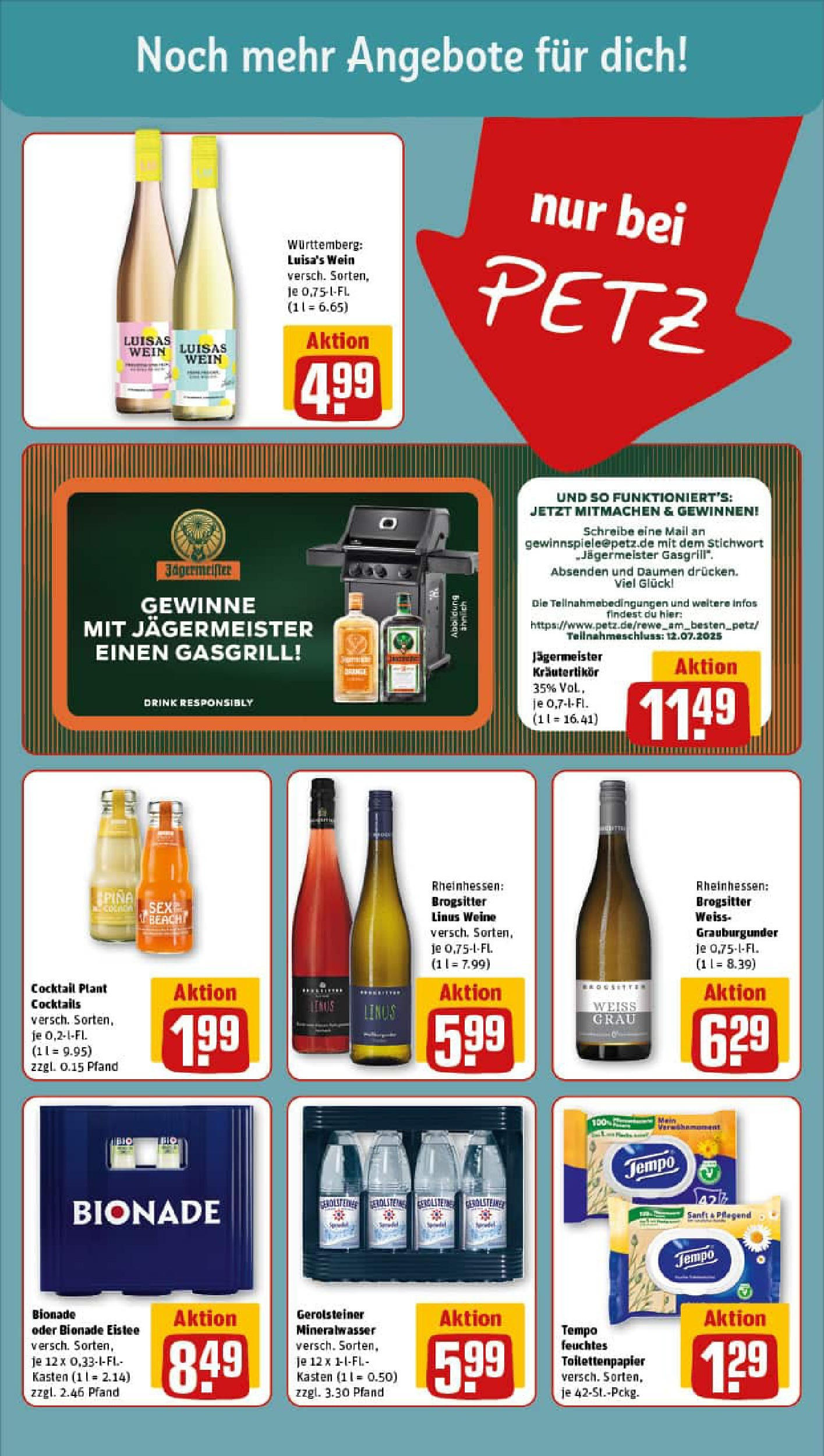 REWE Prospekt ab 06.07.2025 zum Blättern » Angebote | Seite: 15 | Produkte: Jägermeister, Wein, Toilettenpapier, Feuchtes Toilettenpapier