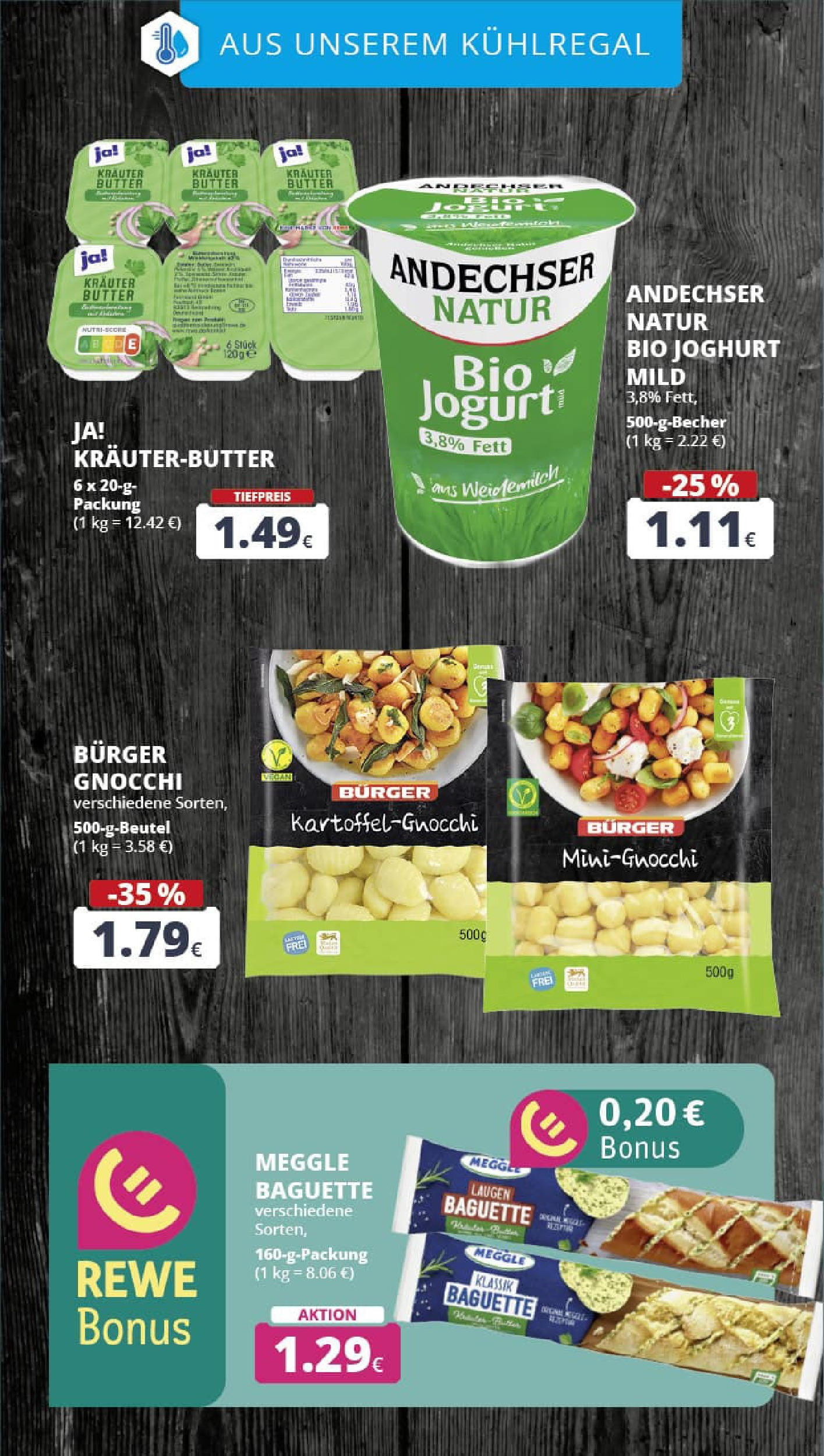 REWE Prospekt ab 06.07.2025 zum Blättern » Angebote | Seite: 15 | Produkte: Joghurt, Burger, Baguette, Kräuterbutter