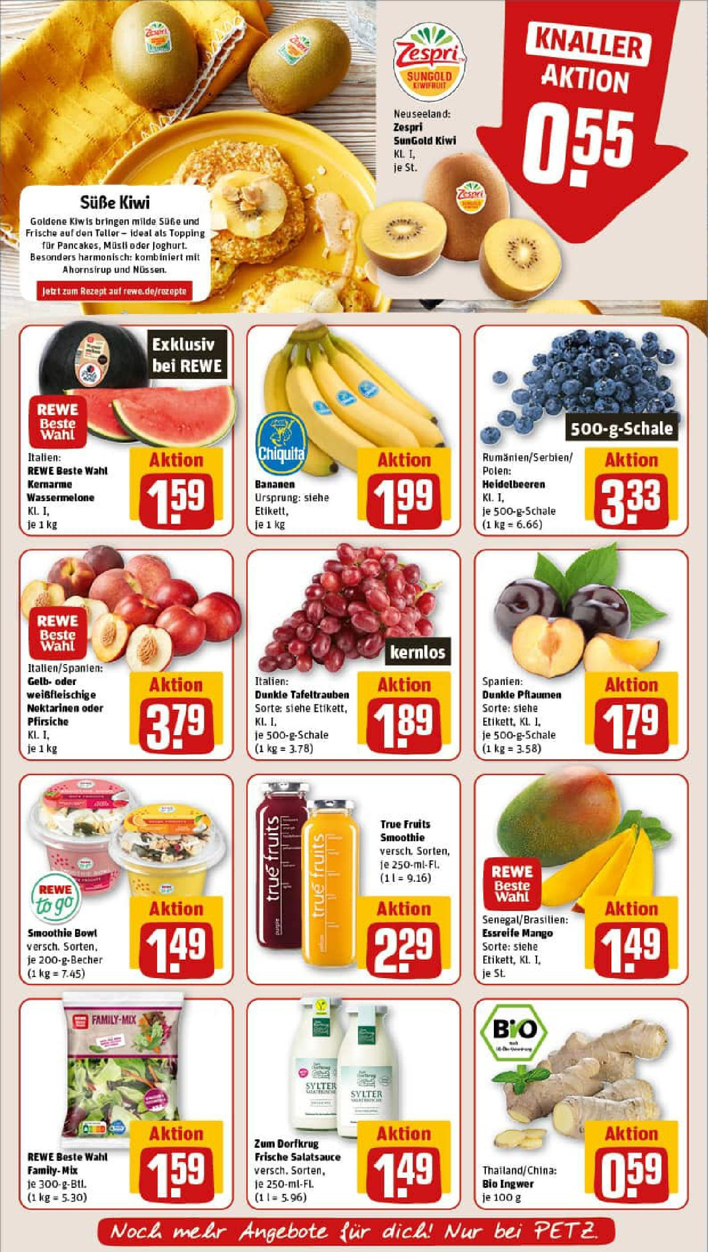 REWE Prospekt ab 06.07.2025 zum Blättern » Angebote | Seite: 6 | Produkte: Nektarinen, Heidelbeeren, Wassermelone, Kiwi