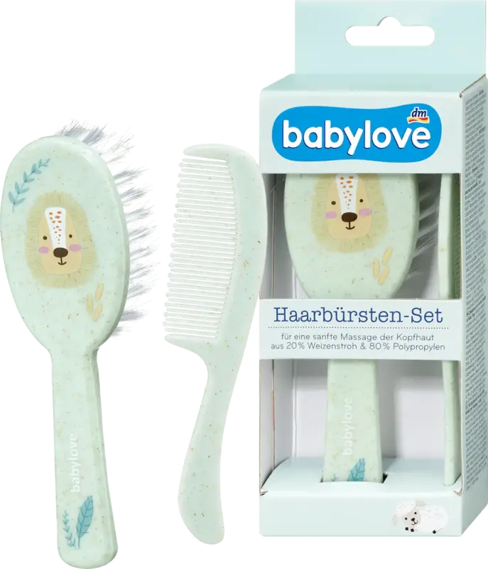 babylove Bürstenset grün Löwe 2tlg