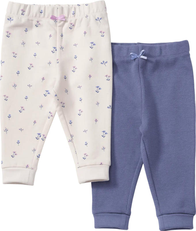 ALANA Leggings mit Mitwachsfunktion & Blumen-Muster, blau + weiß, Gr. 56 62