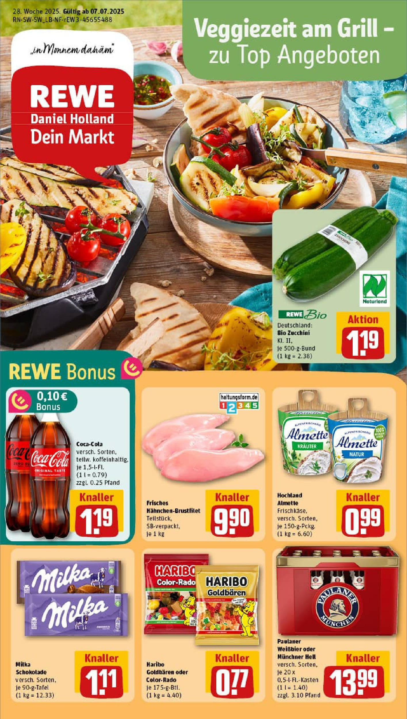 REWE Prospekt ab 06.07.2025 zum Blättern » Angebote | Seite: 1 | Produkte: Top, Grill, Almette, Coca cola