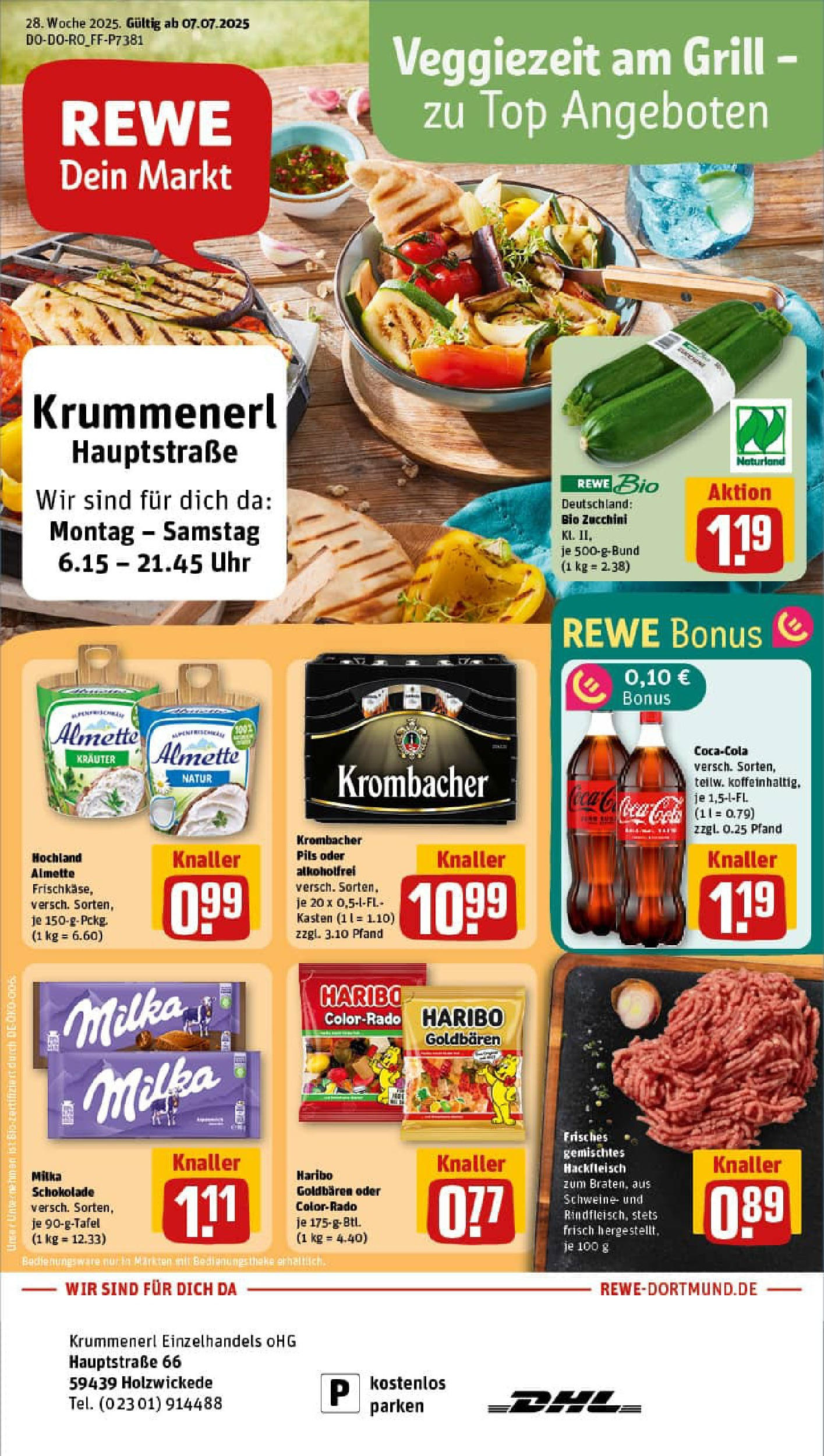 REWE Prospekt ab 06.07.2025 zum Blättern » Angebote | Seite: 1 | Produkte: Top, Haribo, Pils, Krombacher