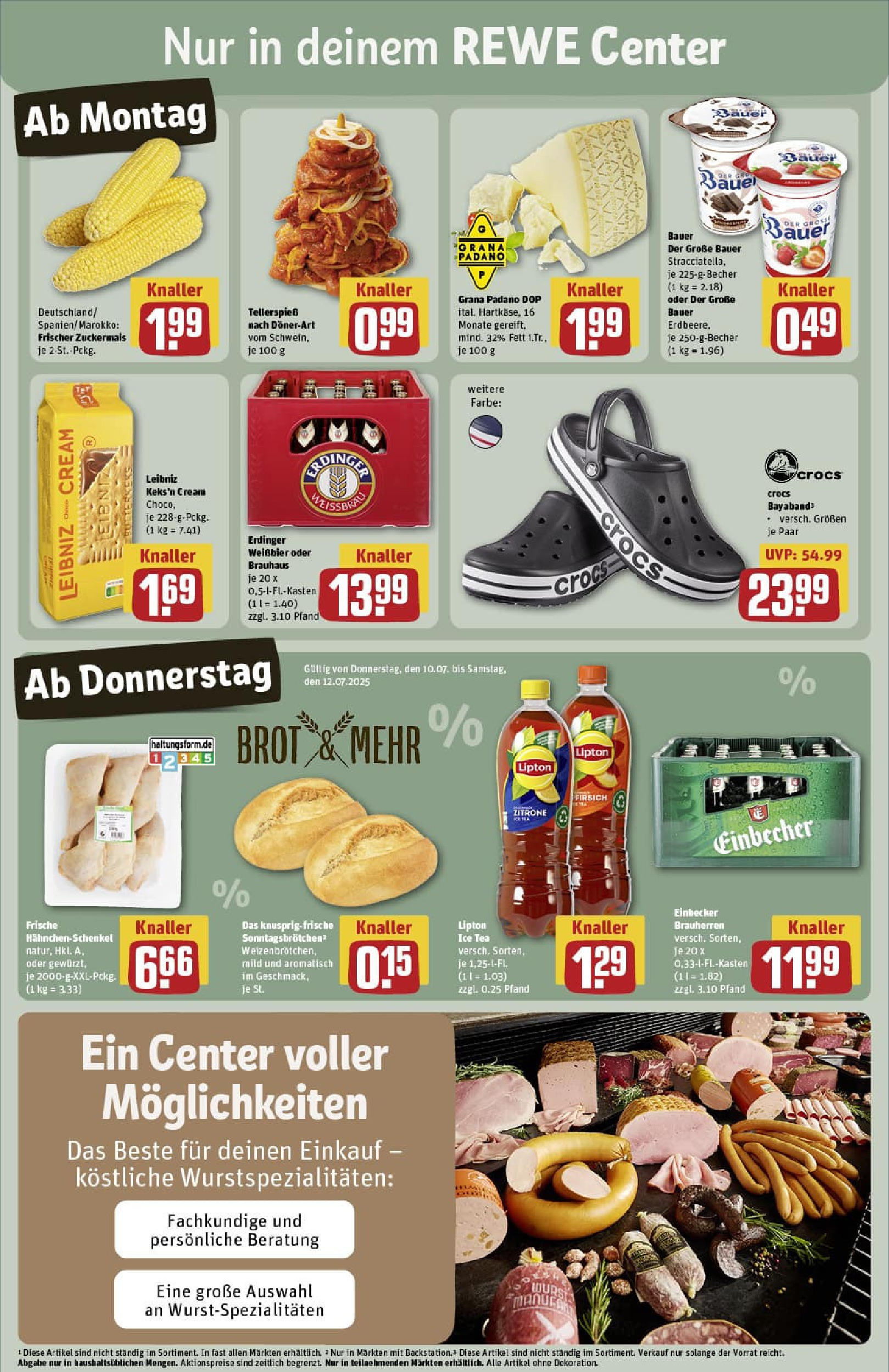 REWE Prospekt ab 06.07.2025 zum Blättern » Angebote | Seite: 3 | Produkte: Hahnchenschenkel, Weißbier, Zitrone, Brot