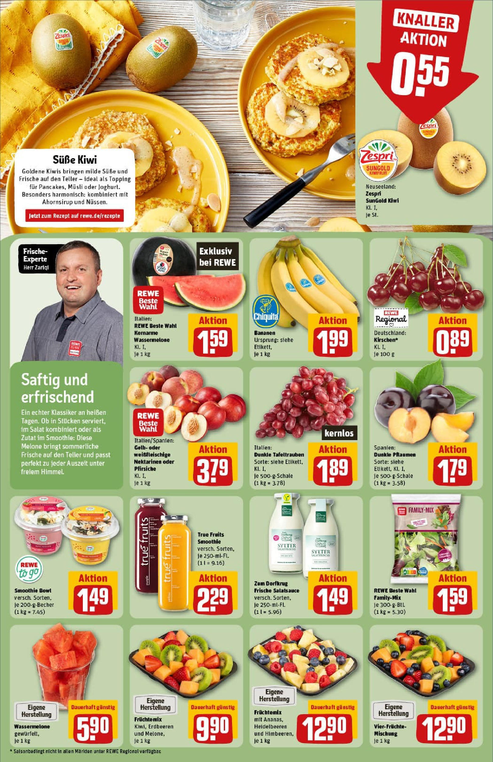 REWE Prospekt ab 06.07.2025 zum Blättern » Angebote | Seite: 6 | Produkte: Pflaumen, Dressing, Bananen, Wassermelone