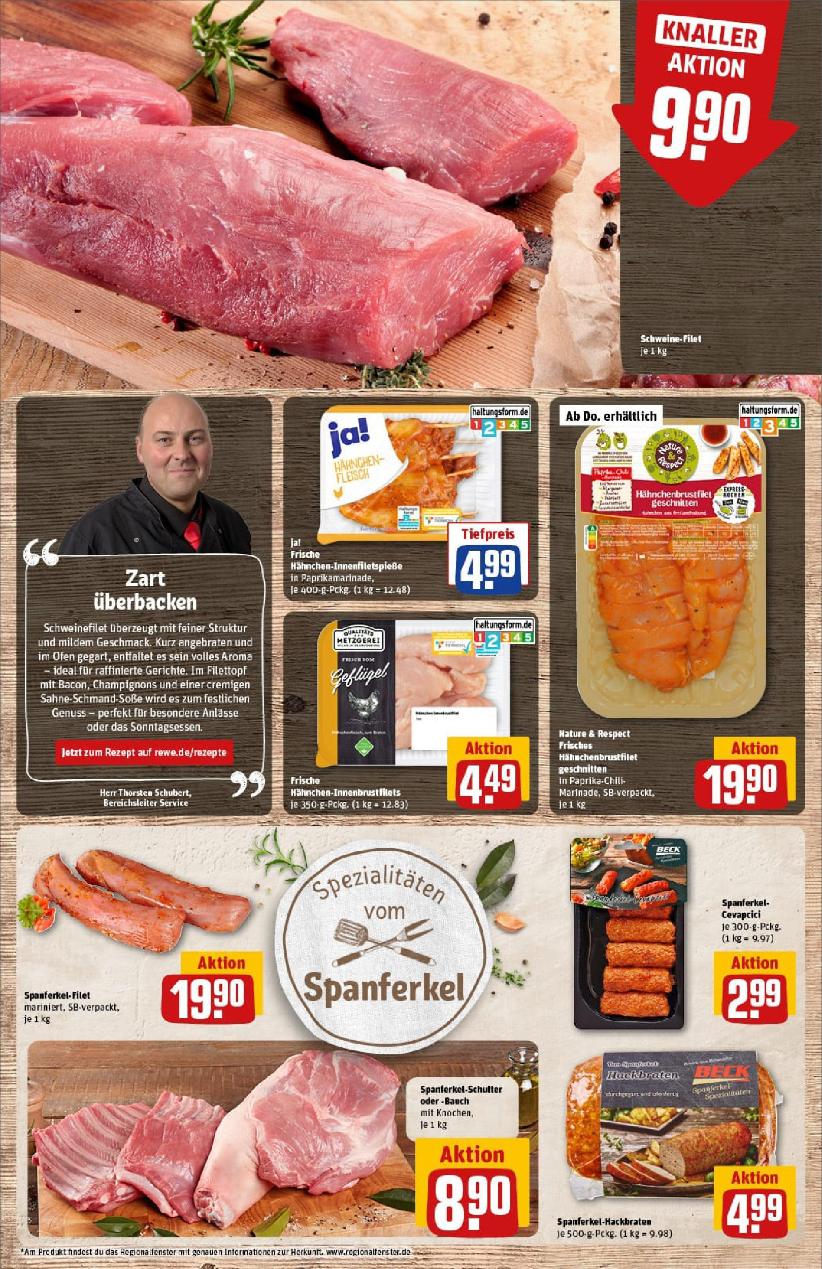 REWE Prospekt ab 06.07.2025 zum Blättern » Angebote | Seite: 8 | Produkte: Hahnchen, Cevapcici, Schweinefilet, Champignons