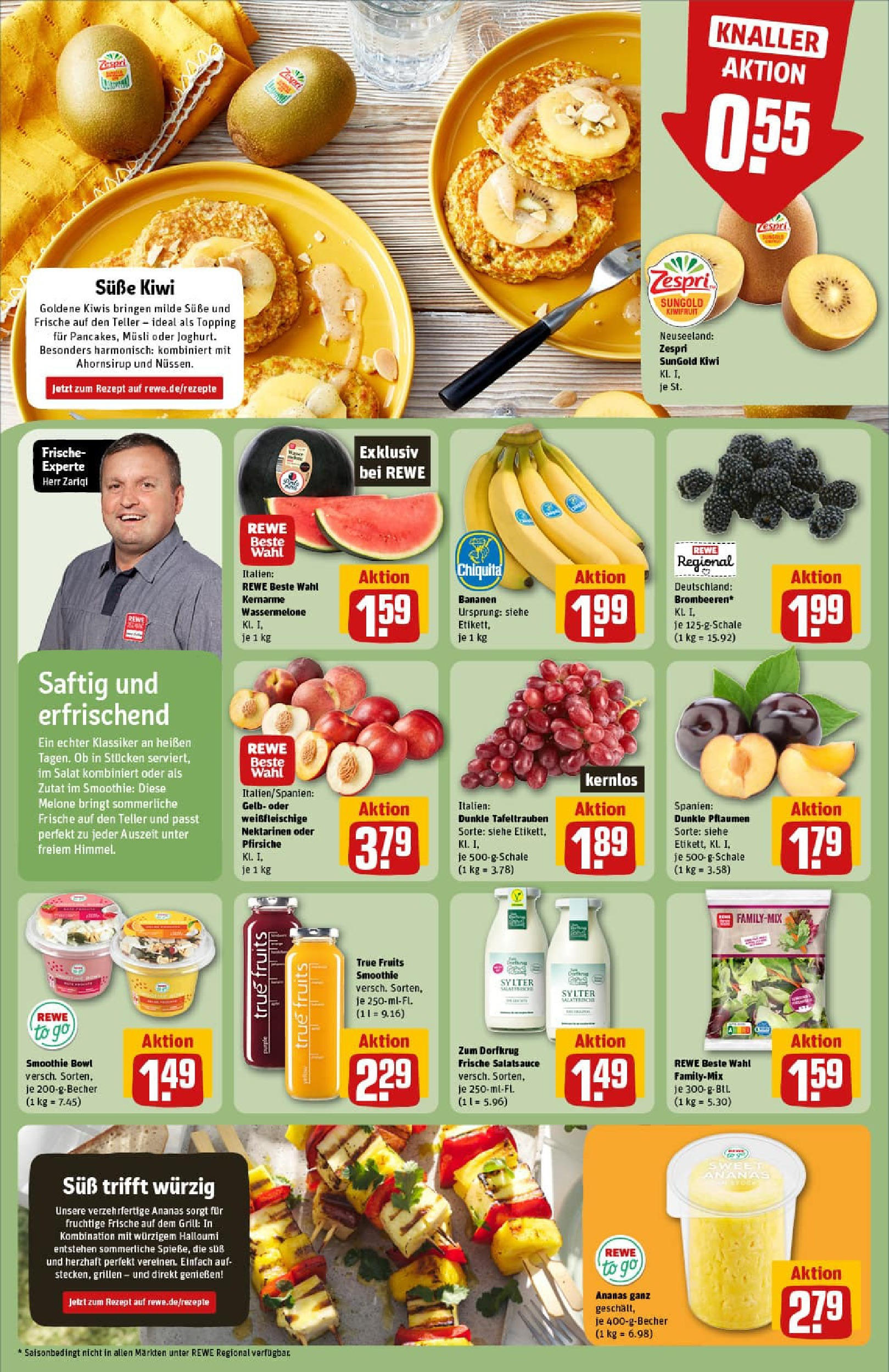 REWE Prospekt ab 06.07.2025 zum Blättern » Angebote | Seite: 6 | Produkte: Musli, Ananas, Wassermelone, Kiwi