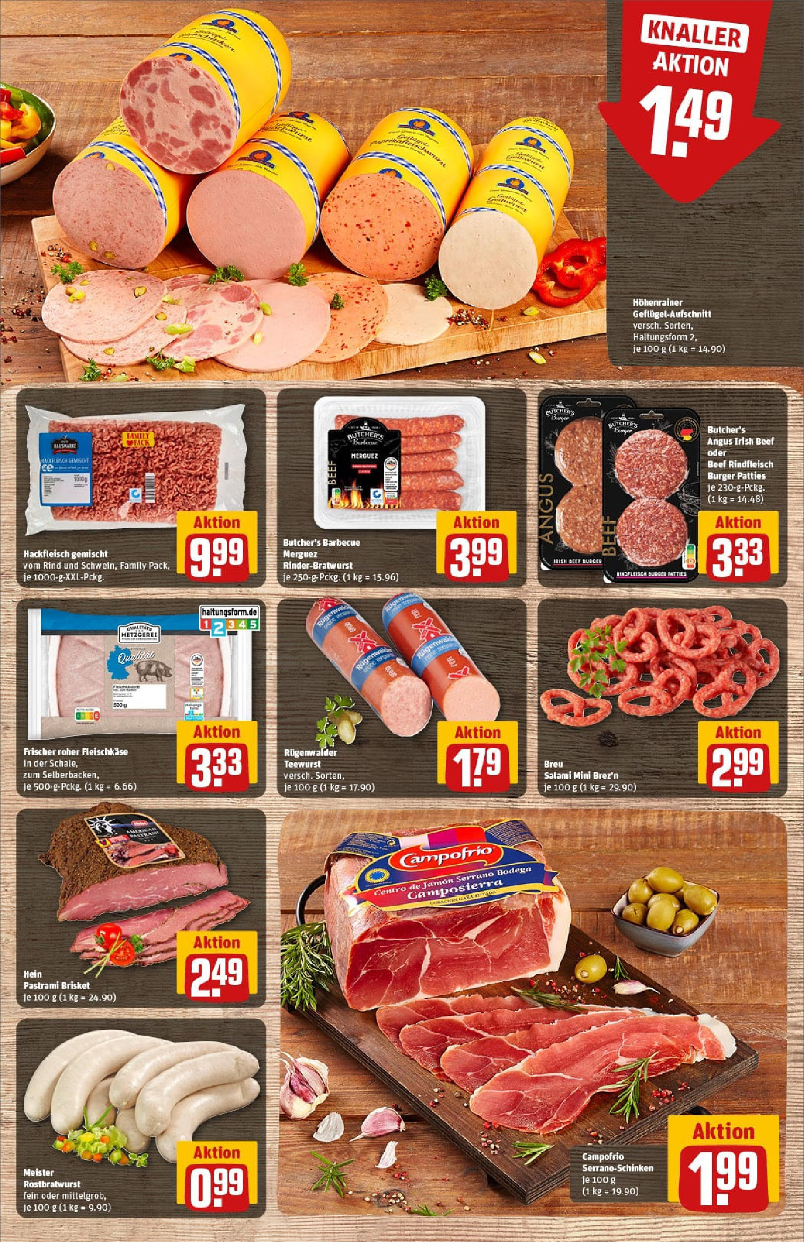 REWE Prospekt ab 06.07.2025 zum Blättern » Angebote | Seite: 9 | Produkte: Burger, Salami, Rindfleisch, Hackfleisch
