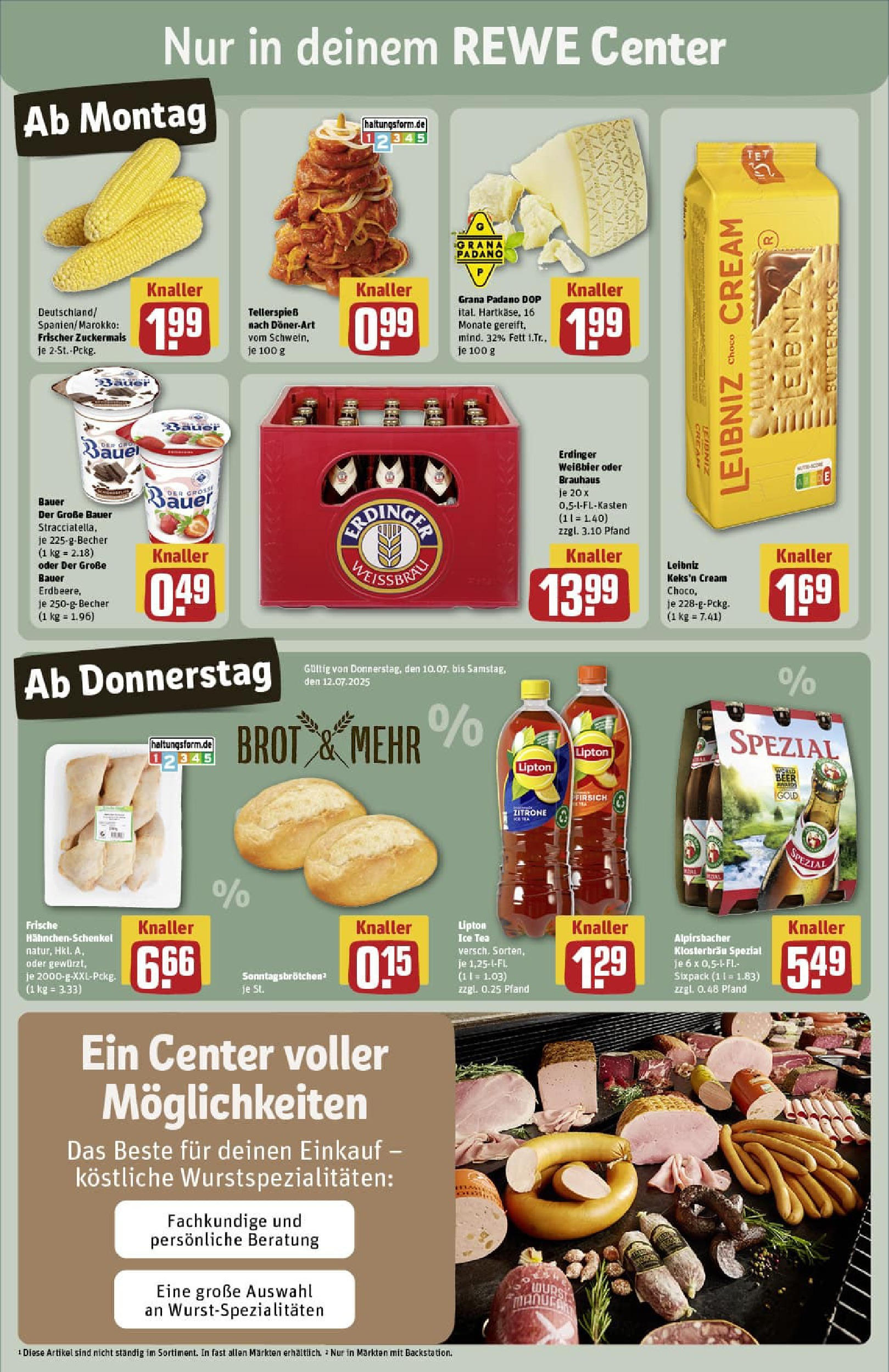REWE Prospekt ab 06.07.2025 zum Blättern » Angebote | Seite: 3 | Produkte: Erdinger, Hahnchenschenkel, Weißbier, Brot