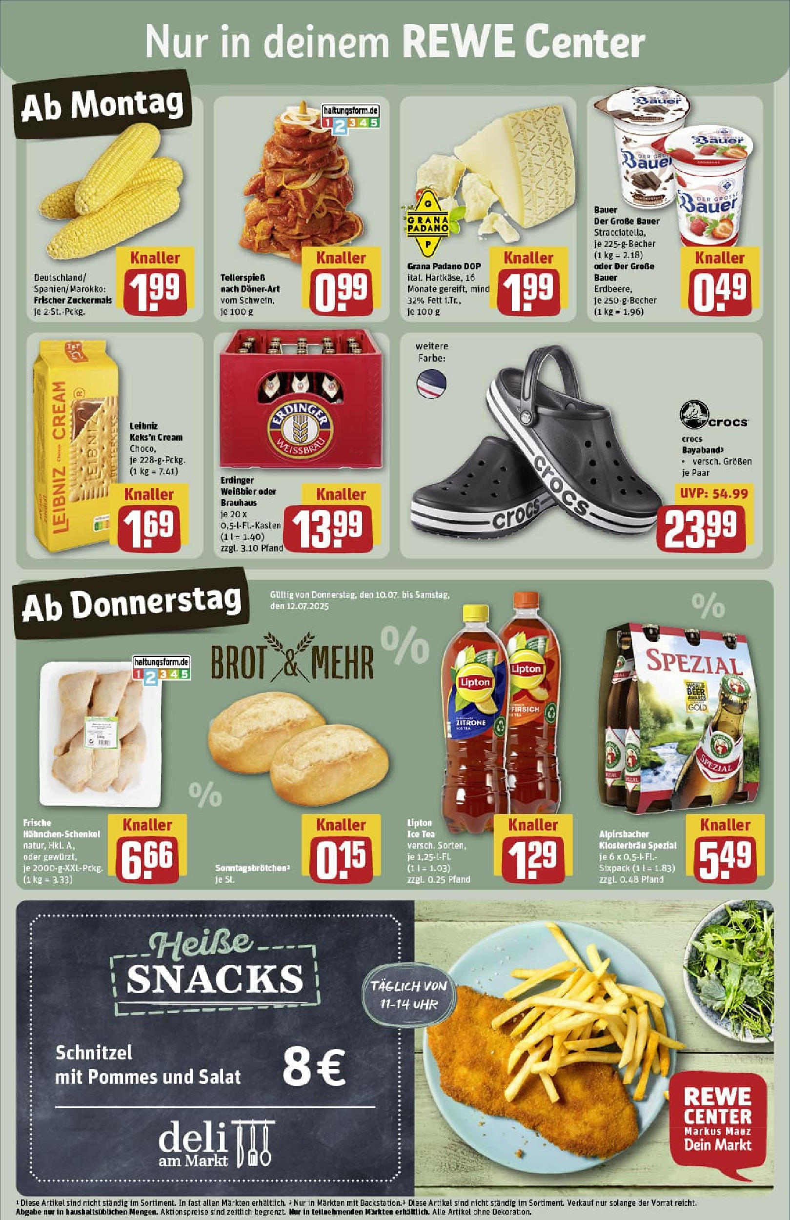 REWE Prospekt ab 06.07.2025 zum Blättern » Angebote | Seite: 3 | Produkte: Erdinger, Pommes, Schnitzel, Salat