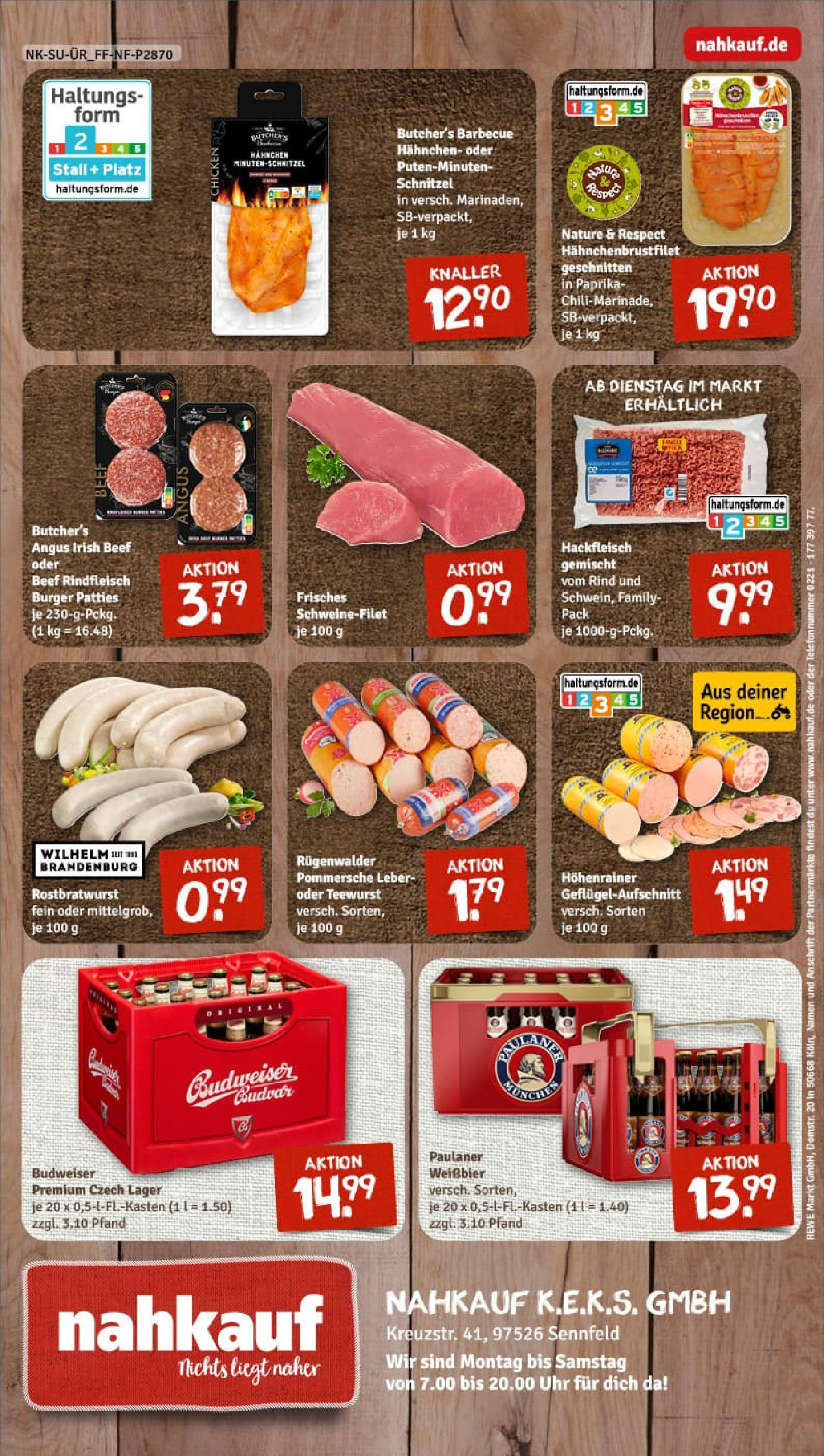 REWE Prospekt ab 06.07.2025 zum Blättern » Angebote | Seite: 8 | Produkte: Hahnchen, Schweinefilet, Paprika, Budweiser