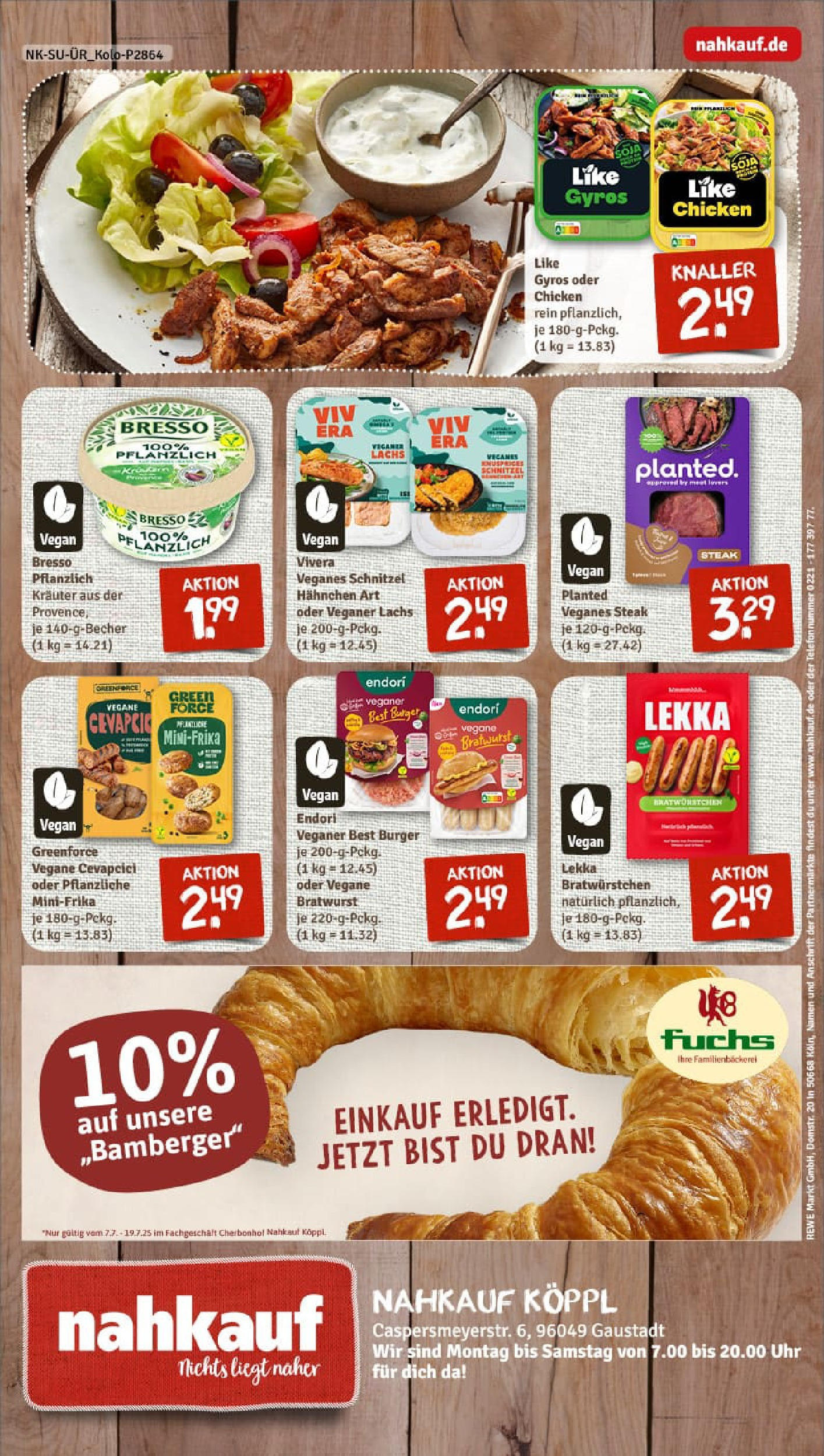 REWE Prospekt ab 06.07.2025 zum Blättern » Angebote | Seite: 8 | Produkte: Bratwurst, Bresso, Gyros, Lachs