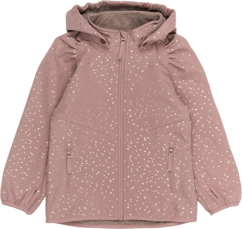 Mikk-Line Softshelljacke mit Herz-Muster, mauve, Gr. 122/128
