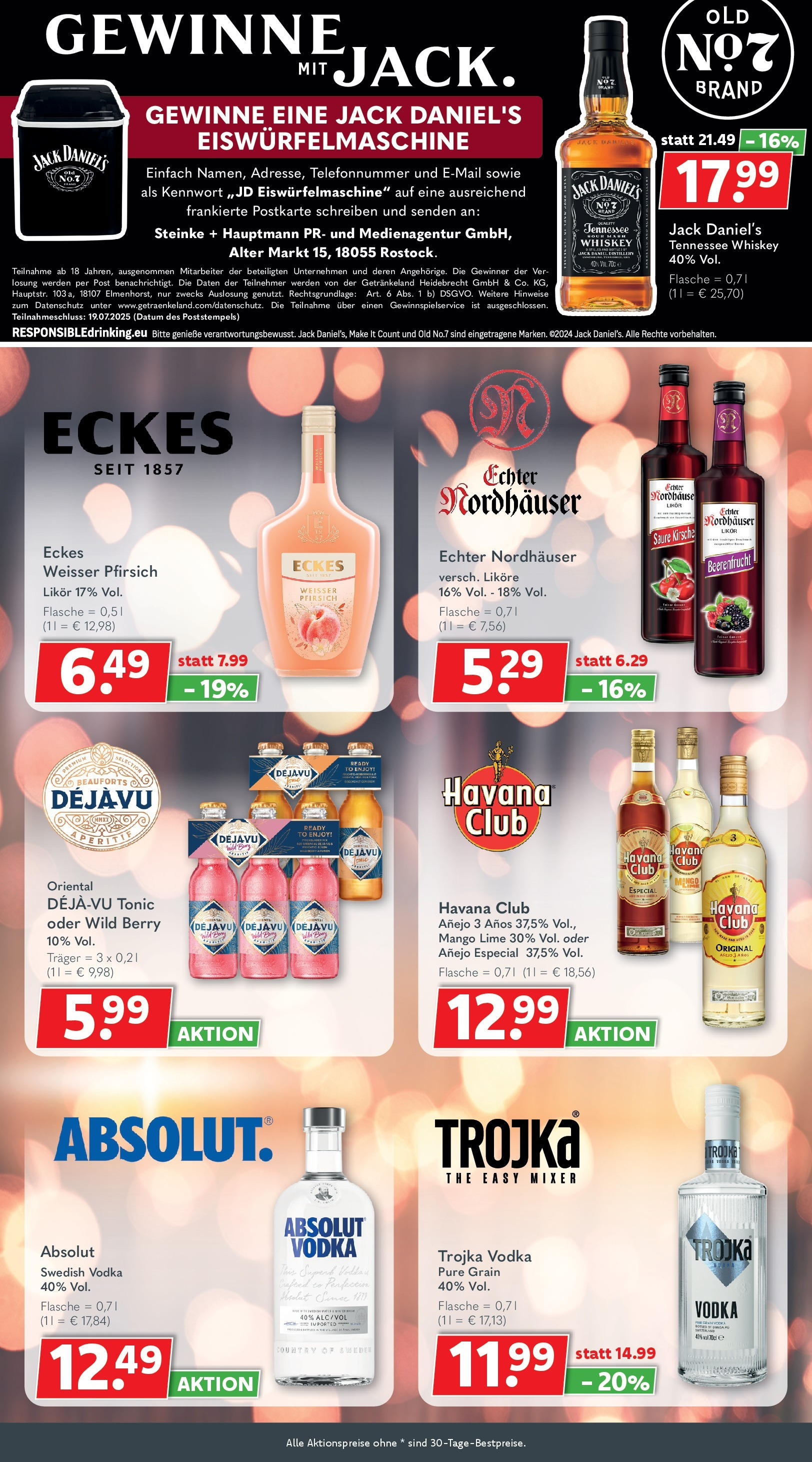 Getränkeland - Getränkeland: Getränkeangebote (ab 06.07.2025) zum Blättern | Seite: 9 | Produkte: Likör, Rum, Jack Daniel's, Pfirsich