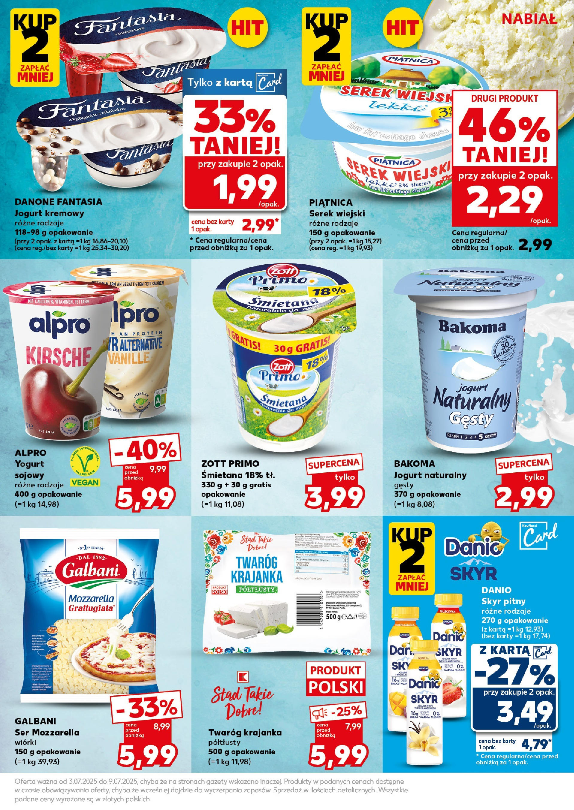 Kaufland - Kaufland Super Sobota ważne do 5.07 od 03.07.2025 - od jutra PDF | Strona: 15 | Produkty: Karta, Mozzarella wiórki, Serek wiejski, Ser