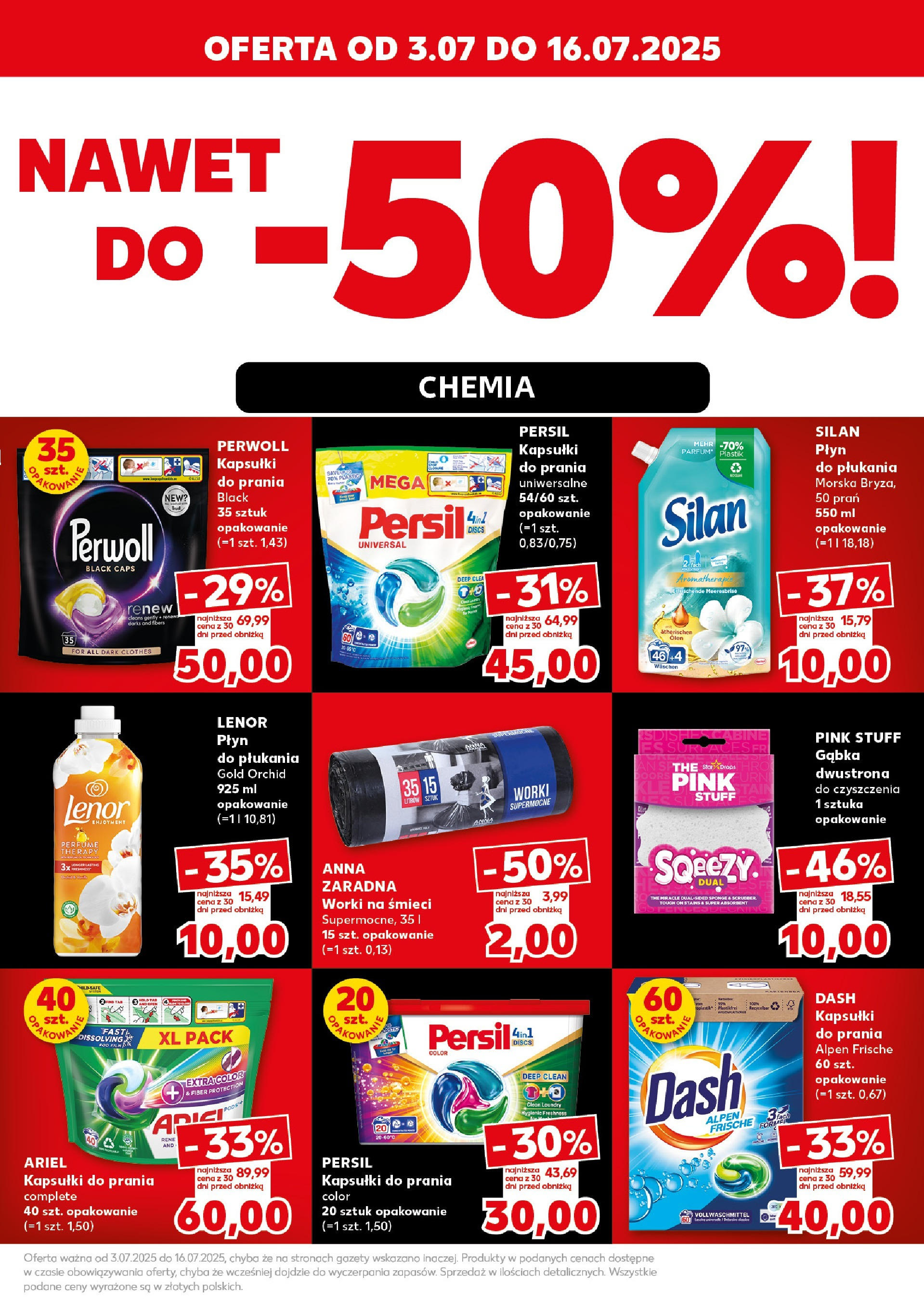 Kaufland - Kaufland Super Sobota ważne do 5.07 od 03.07.2025 - od jutra PDF | Strona: 21 | Produkty: Ariel kapsułki, Kapsułki do prania, Gąbka, Lenor płyn do płukania