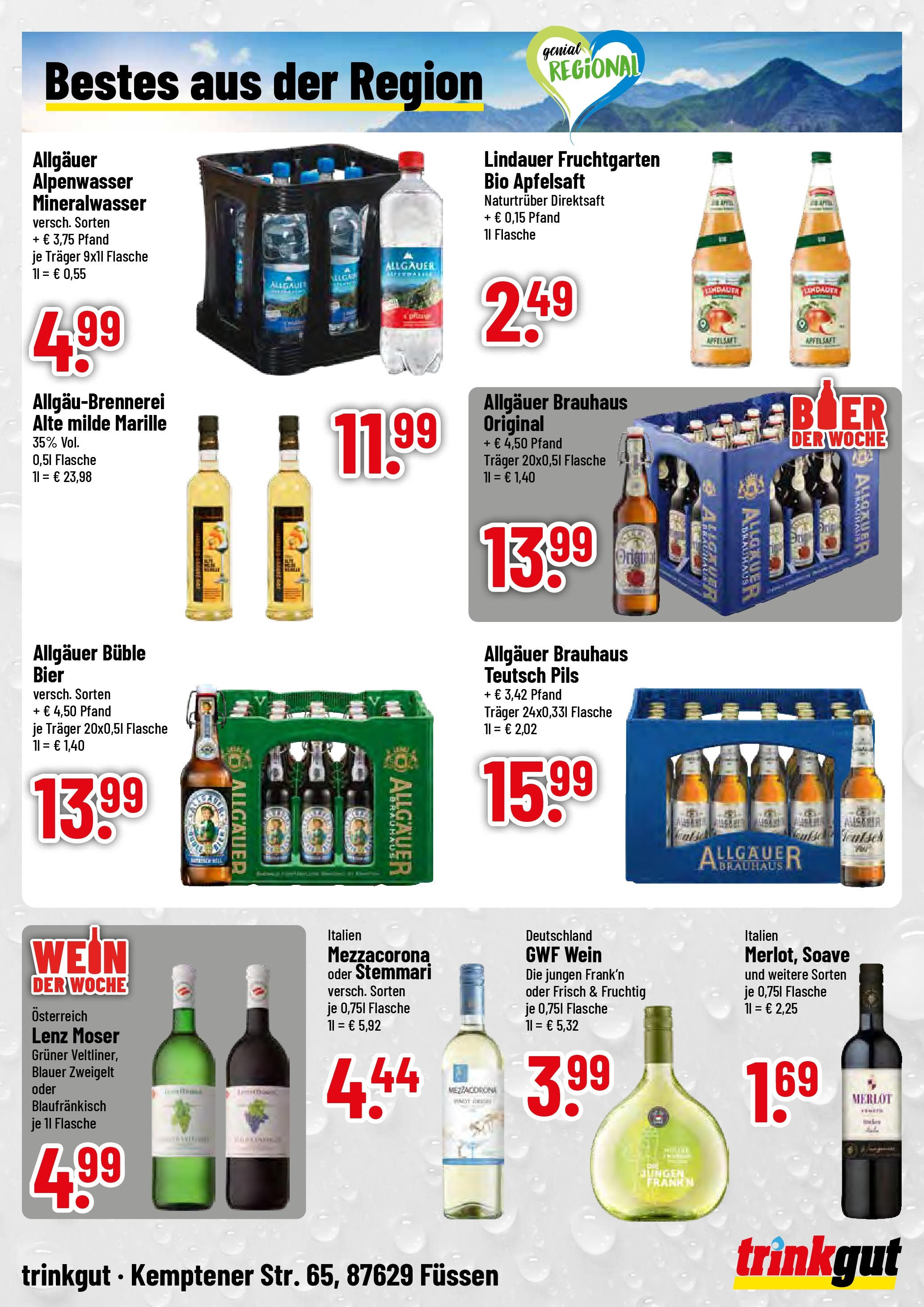 Trinkgut prospekt Füssen	 (ab 06.07.2025) » Angebote online | Seite: 4 | Produkte: Bier, Merlot, Apfelsaft, Wein