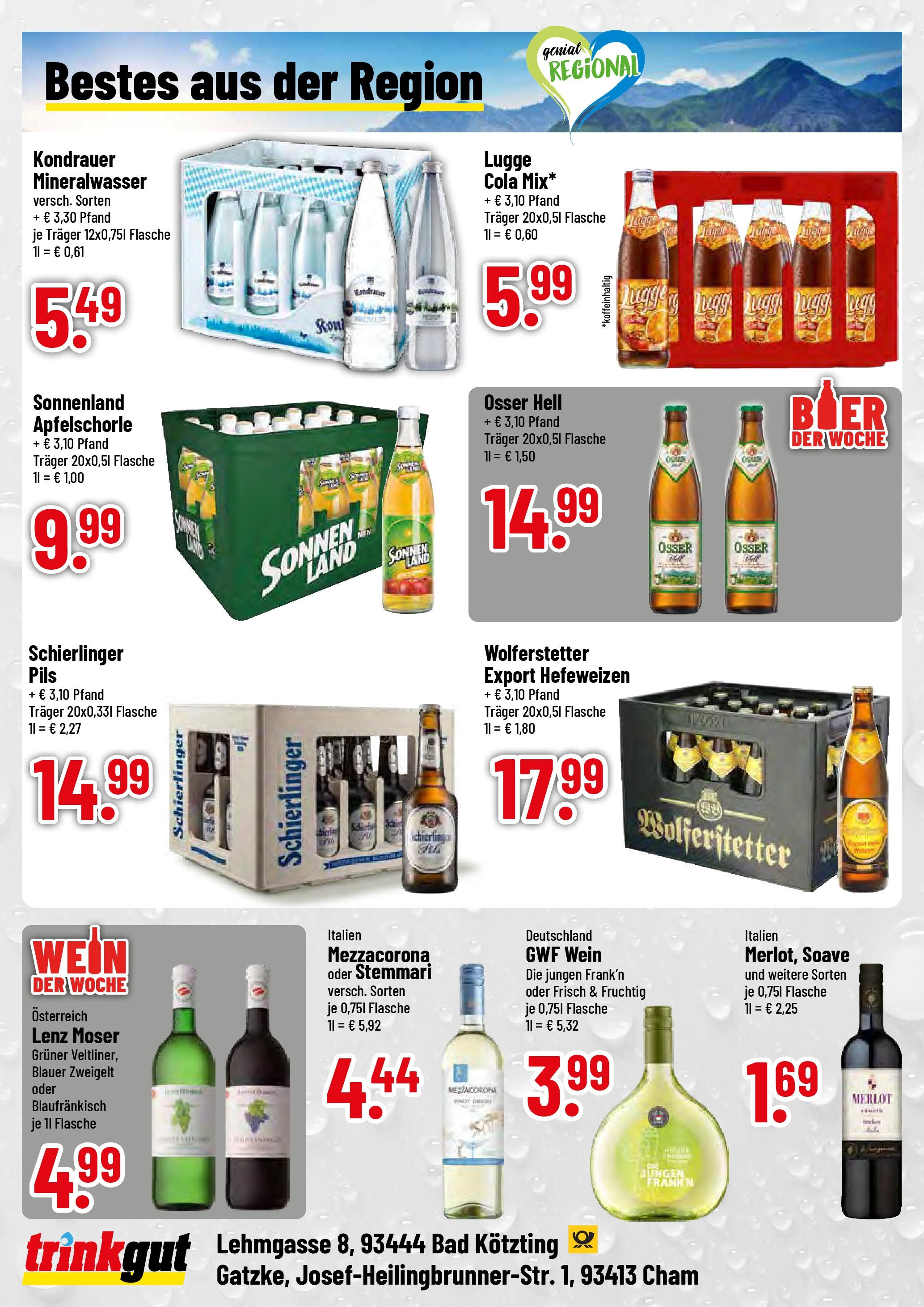 Trinkgut prospekt Cham	 (ab 06.07.2025) » Angebote online | Seite: 4 | Produkte: Cola, Merlot, Bad, Mineralwasser