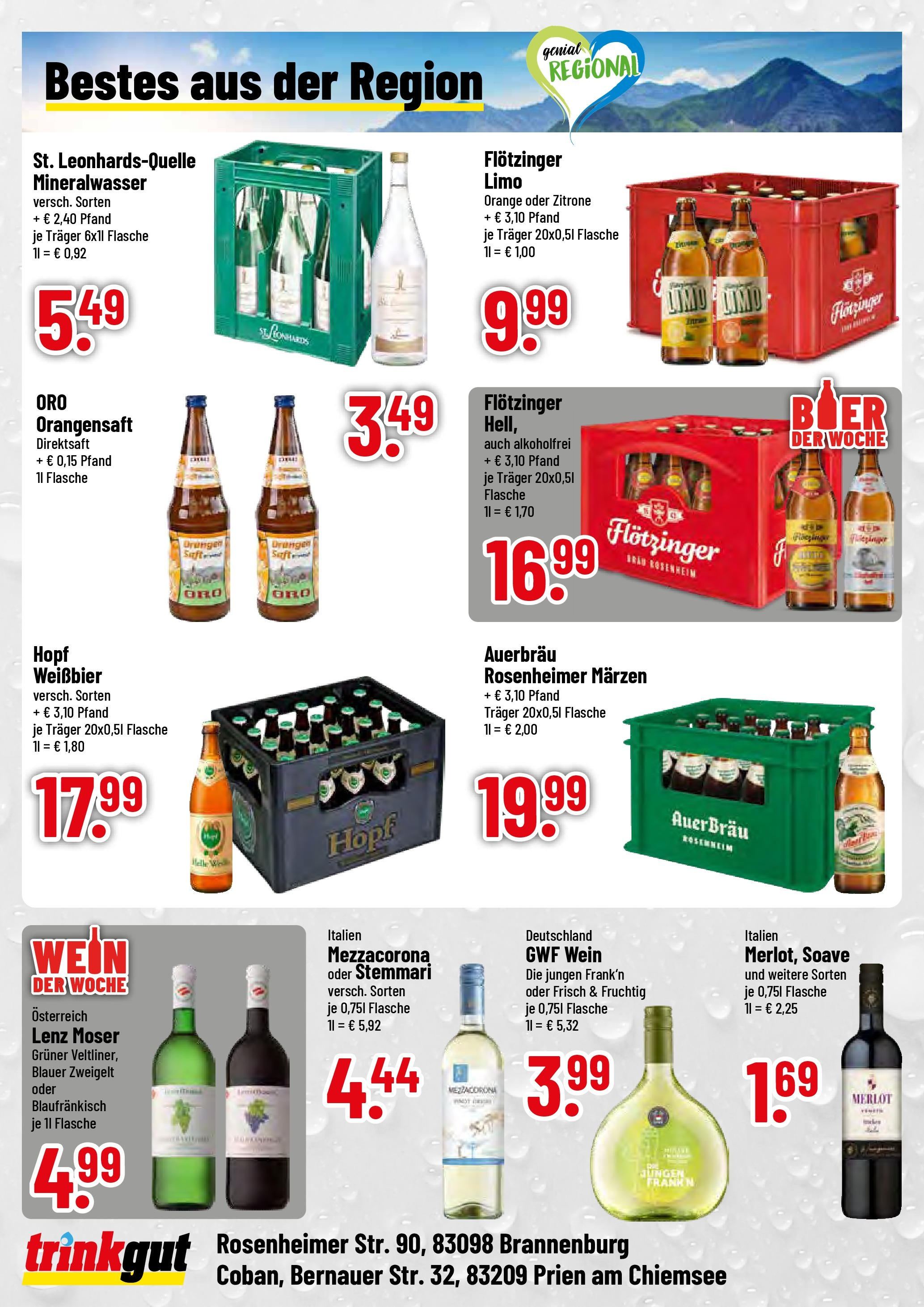 Trinkgut prospekt Prien am Chiemsee	 (ab 06.07.2025) » Angebote online | Seite: 4 | Produkte: Weißbier, Merlot, Mineralwasser, Zitrone