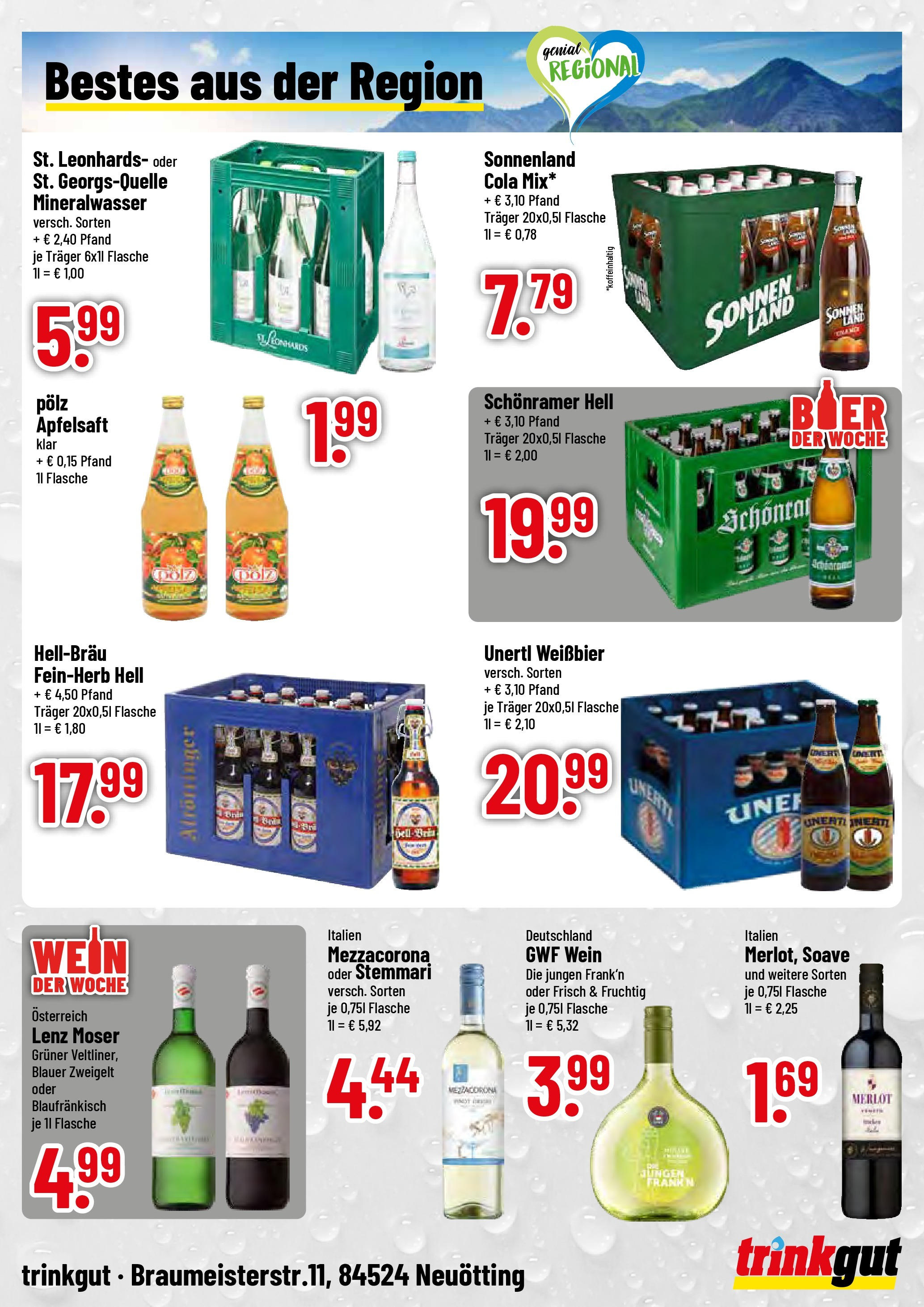 Trinkgut prospekt Neuötting	 (ab 06.07.2025) » Angebote online | Seite: 4 | Produkte: Cola, Weißbier, Mineralwasser, Wein