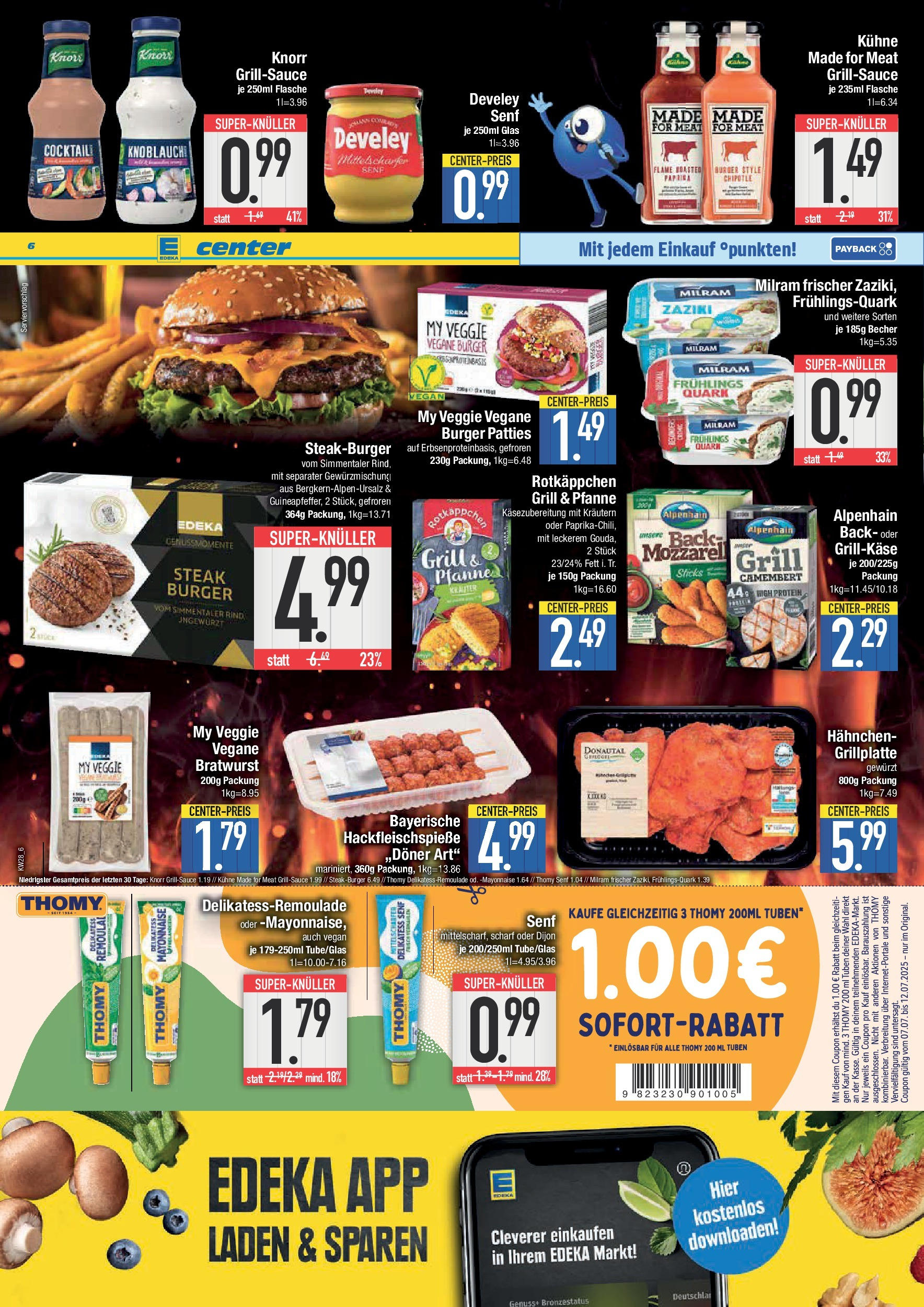 Edeka prospekt München	 (ab 06.07.2025) » Angebote Online | Seite: 6 | Produkte: Grill, Hahnchen, Milram, Knoblauch