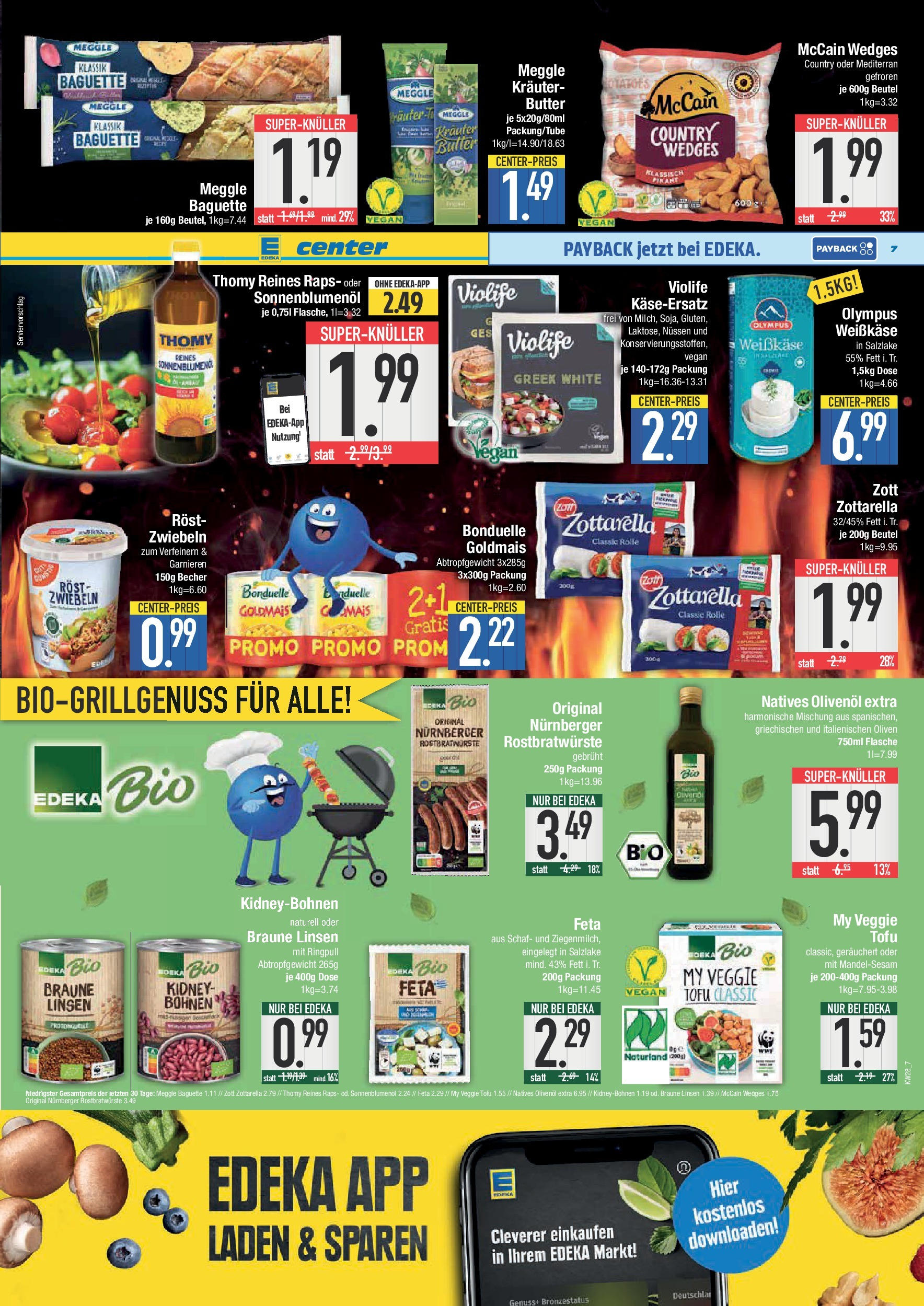 Edeka prospekt München	 (ab 06.07.2025) » Angebote Online | Seite: 7 | Produkte: Feta, Sonnenblumenol, Baguette, Meggle butter