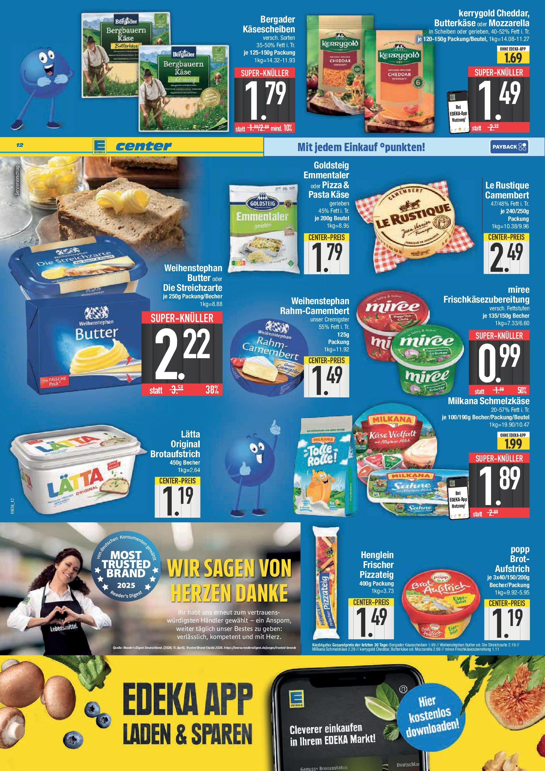 Edeka prospekt München	 (ab 06.07.2025) » Angebote Online | Seite: 12 | Produkte: Butter, Milkana, Weihenstephan butter, Pizza