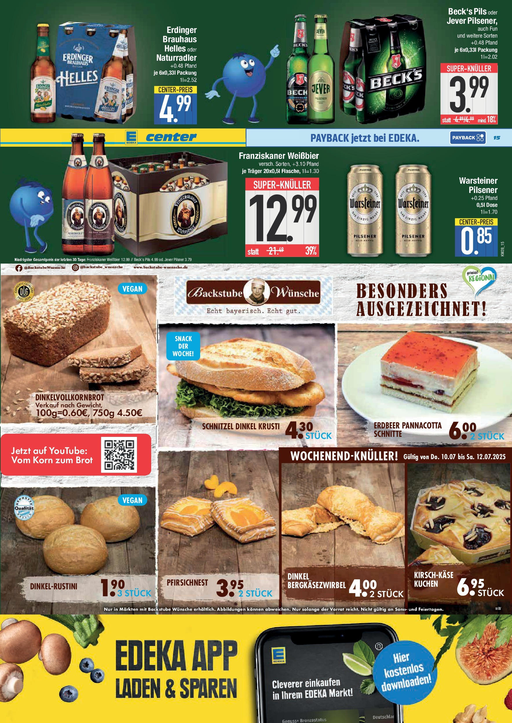 Edeka prospekt München	 (ab 06.07.2025) » Angebote Online | Seite: 15 | Produkte: Erdinger, Warsteiner, Brot, Kuchen
