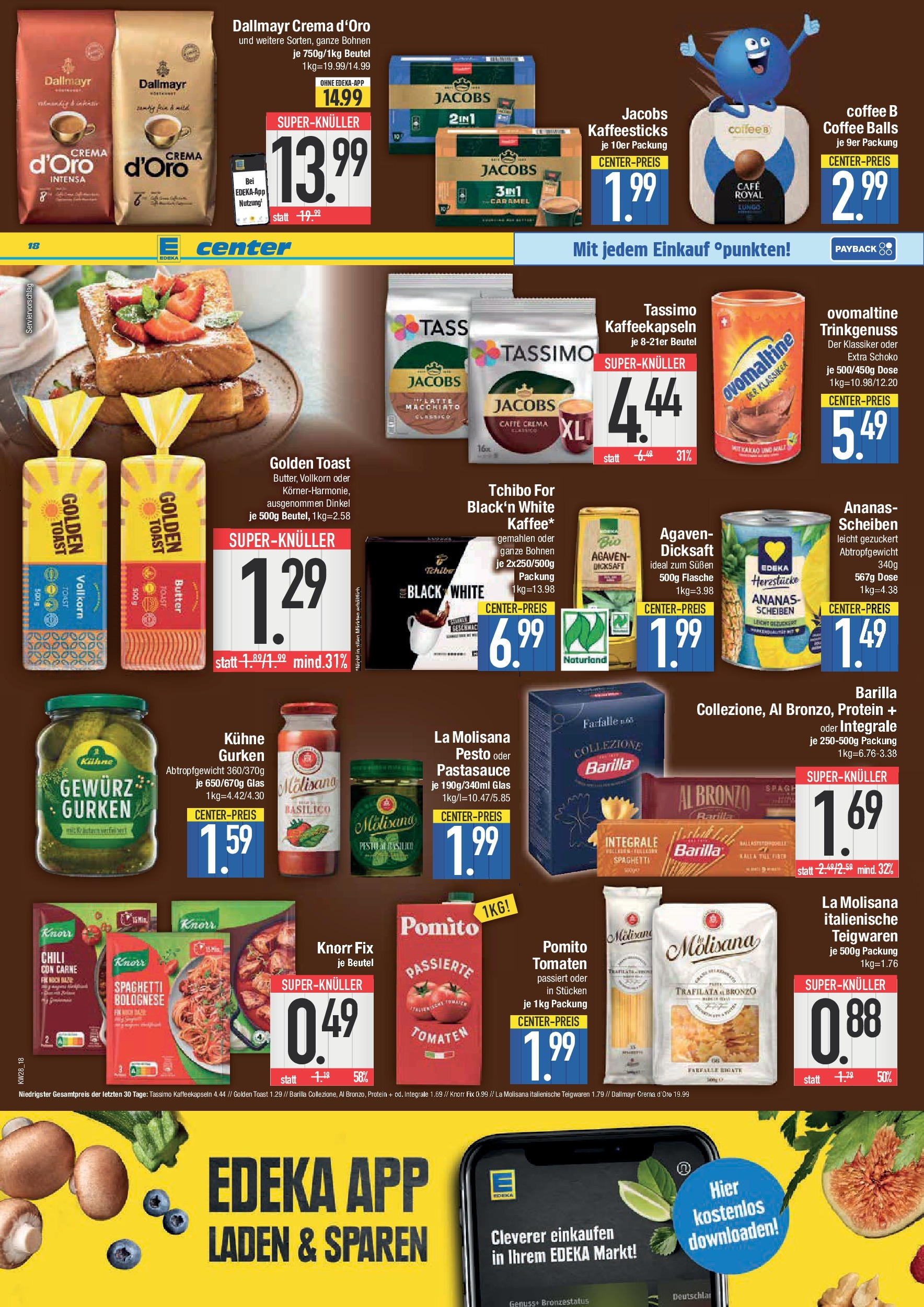 Edeka prospekt München	 (ab 06.07.2025) » Angebote Online | Seite: 18 | Produkte: Ovomaltine, Barilla, Pasta, Tassimo