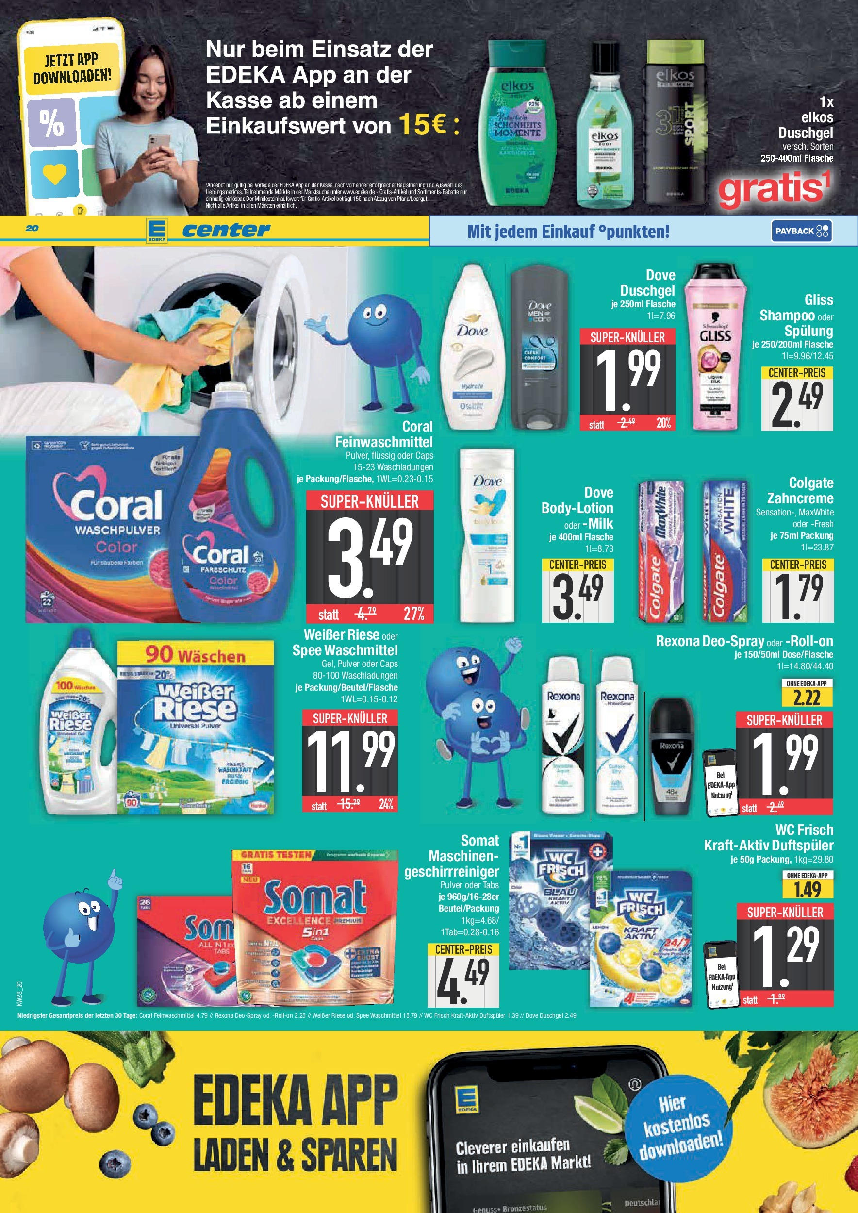 Edeka prospekt München	 (ab 06.07.2025) » Angebote Online | Seite: 20 | Produkte: Coral, Shampoo, Duschgel, Deodorant