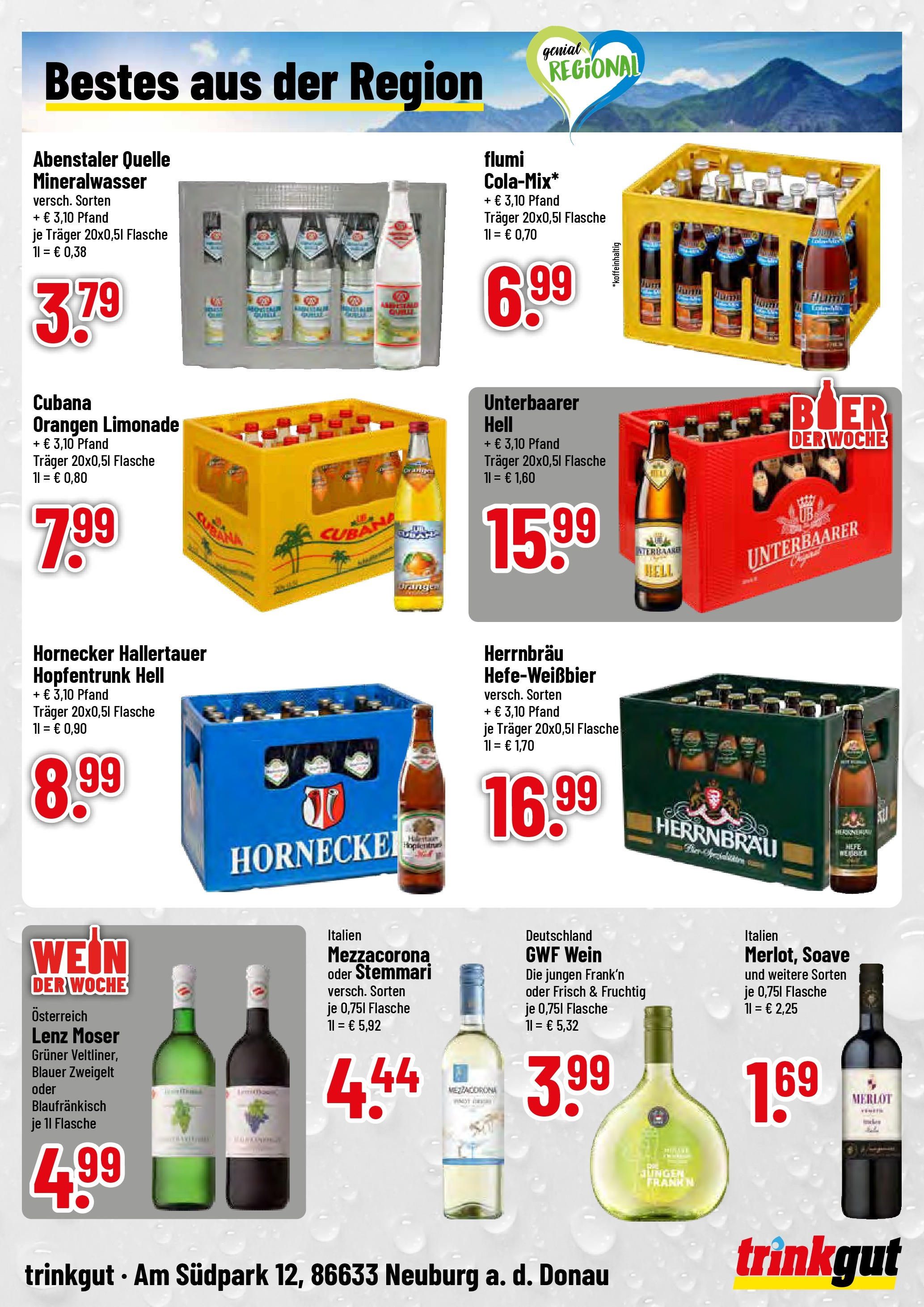 Trinkgut prospekt Neuburg an der Donau	 (ab 06.07.2025) » Angebote online | Seite: 4 | Produkte: Merlot, Orangen, Mineralwasser, Wein