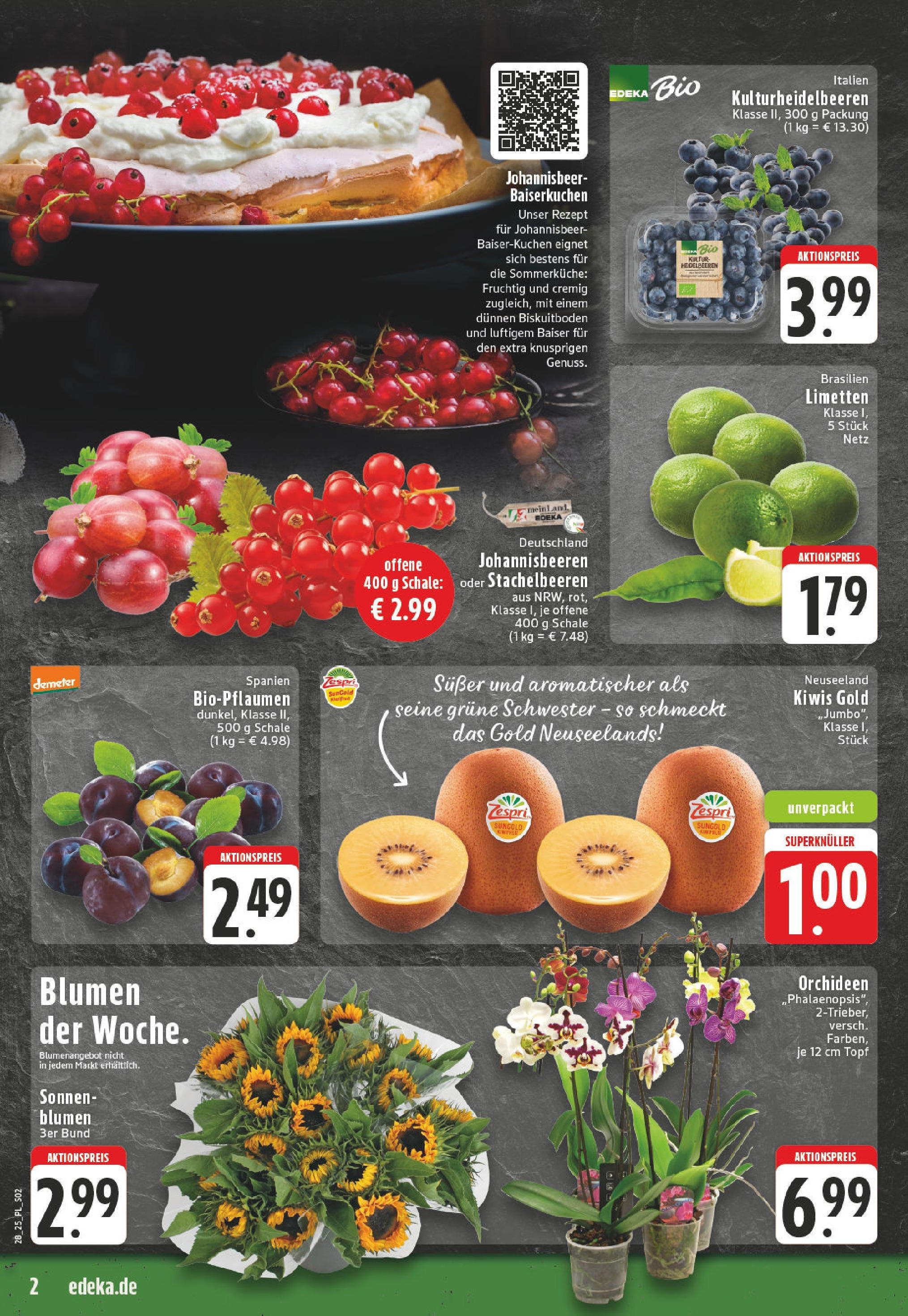 Edeka prospekt Bad Sassendorf	 (ab 06.07.2025) » Angebote Online | Seite: 2 | Produkte: Limetten, Blumen, Heidelbeeren, Kiwi