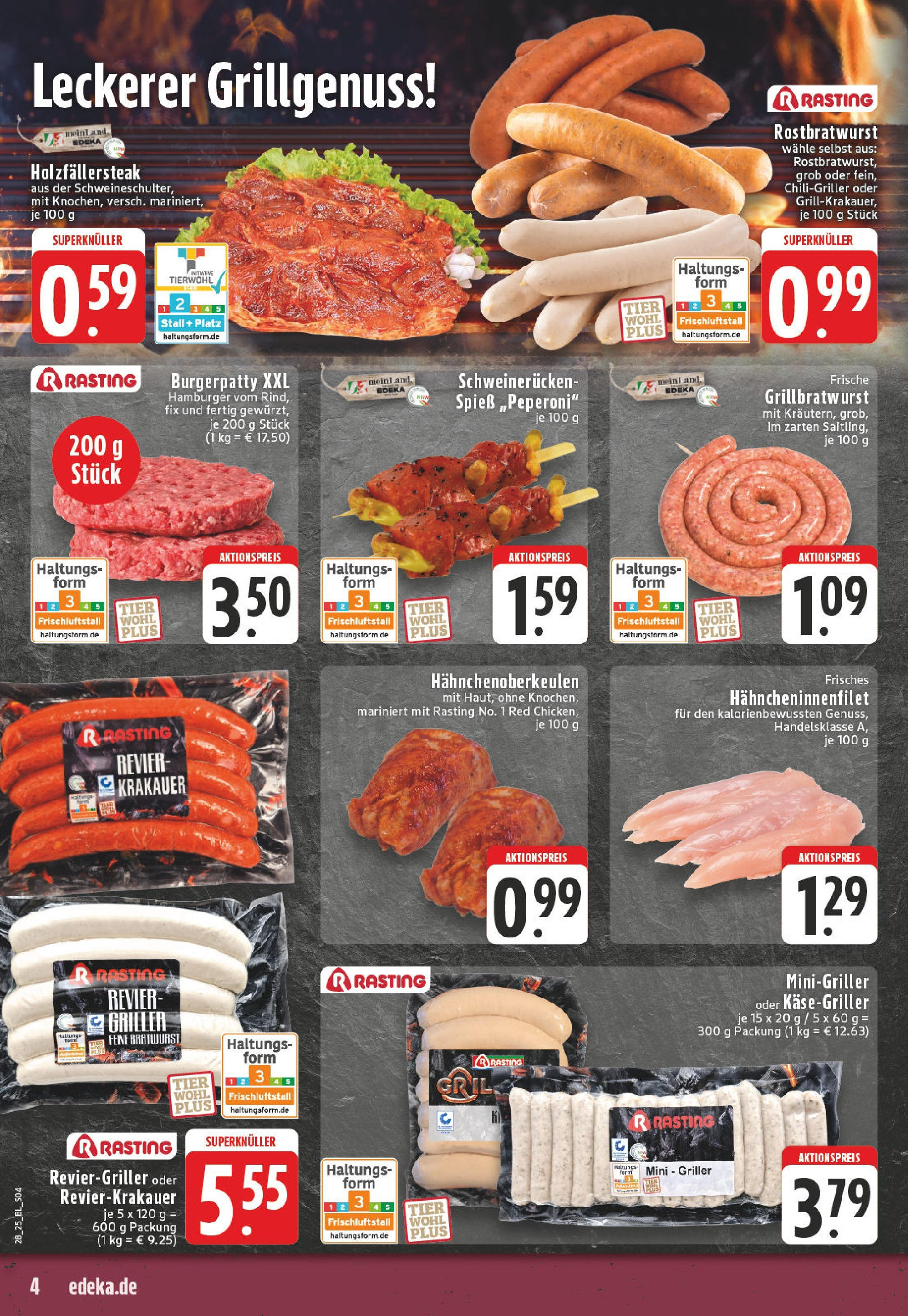 Edeka prospekt Neuwied	 (ab 06.07.2025) » Angebote Online | Seite: 4 | Produkte: Bratwurst, Burger, Schweinerucken, Steak
