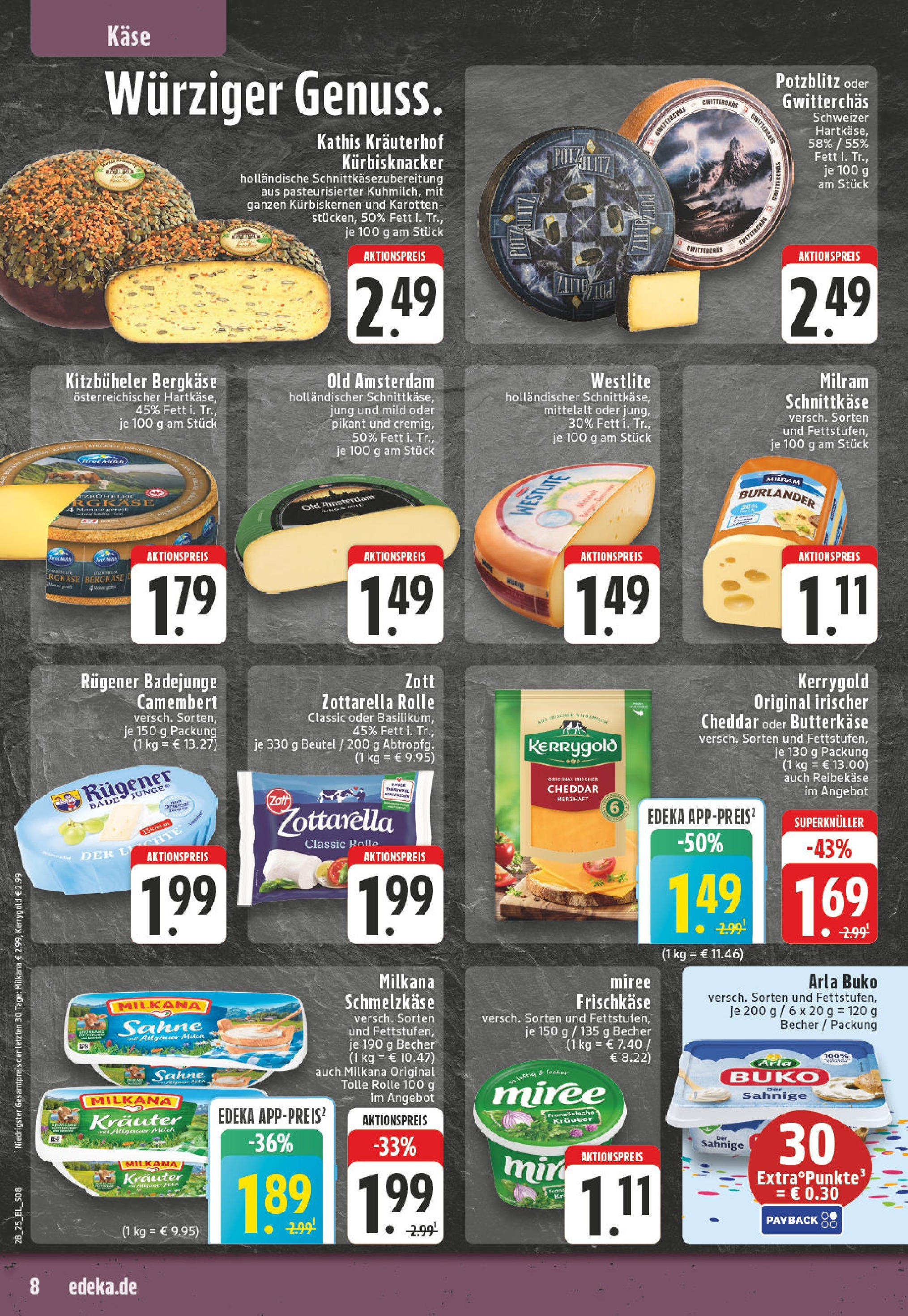 Edeka prospekt Neuwied	 (ab 06.07.2025) » Angebote Online | Seite: 8 | Produkte: Milram, Arla buko, Reibekase, Frischkase