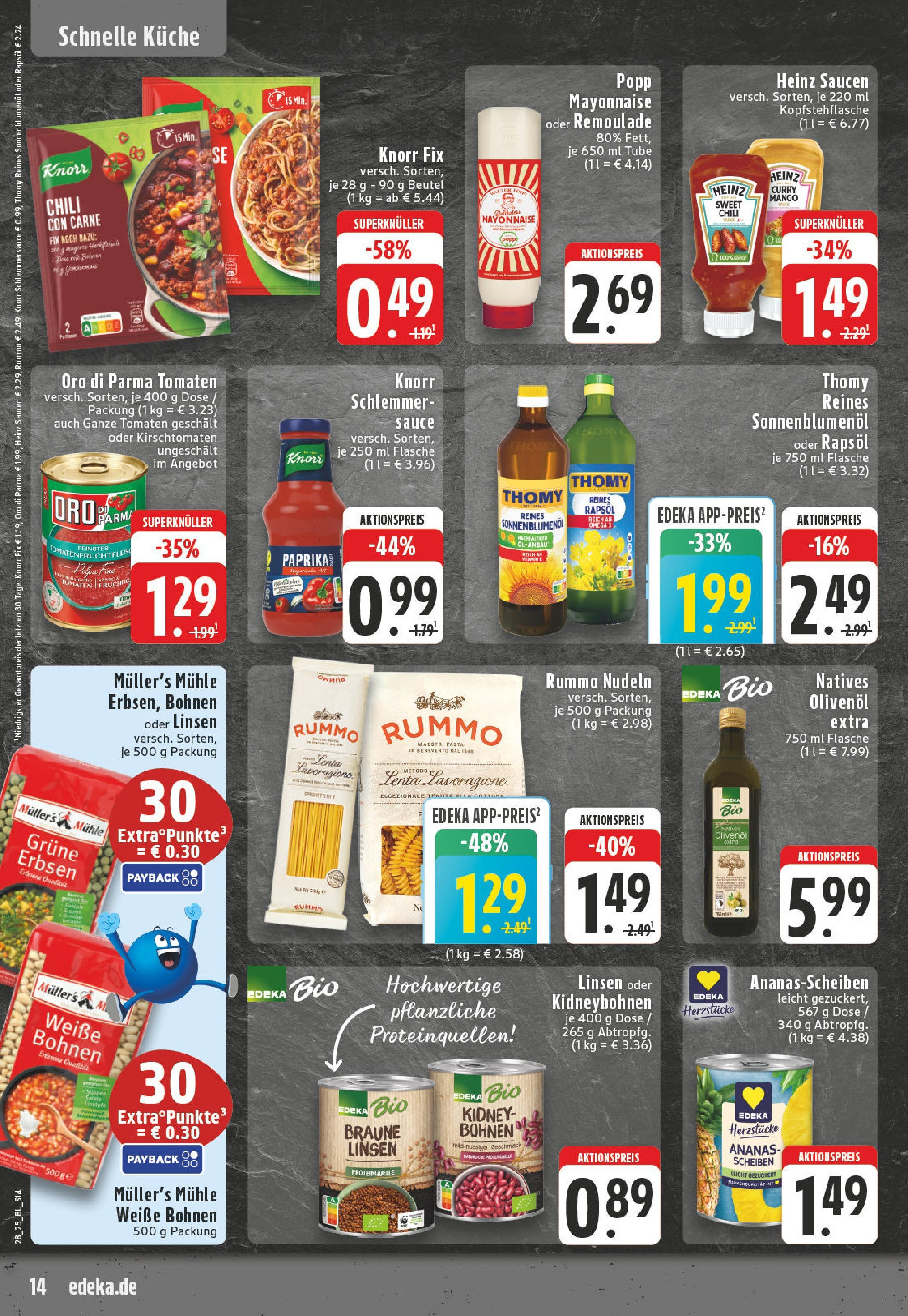 Edeka prospekt Neuwied	 (ab 06.07.2025) » Angebote Online | Seite: 14 | Produkte: Mühle, Sonnenblumenol, Nudeln, Erbsen