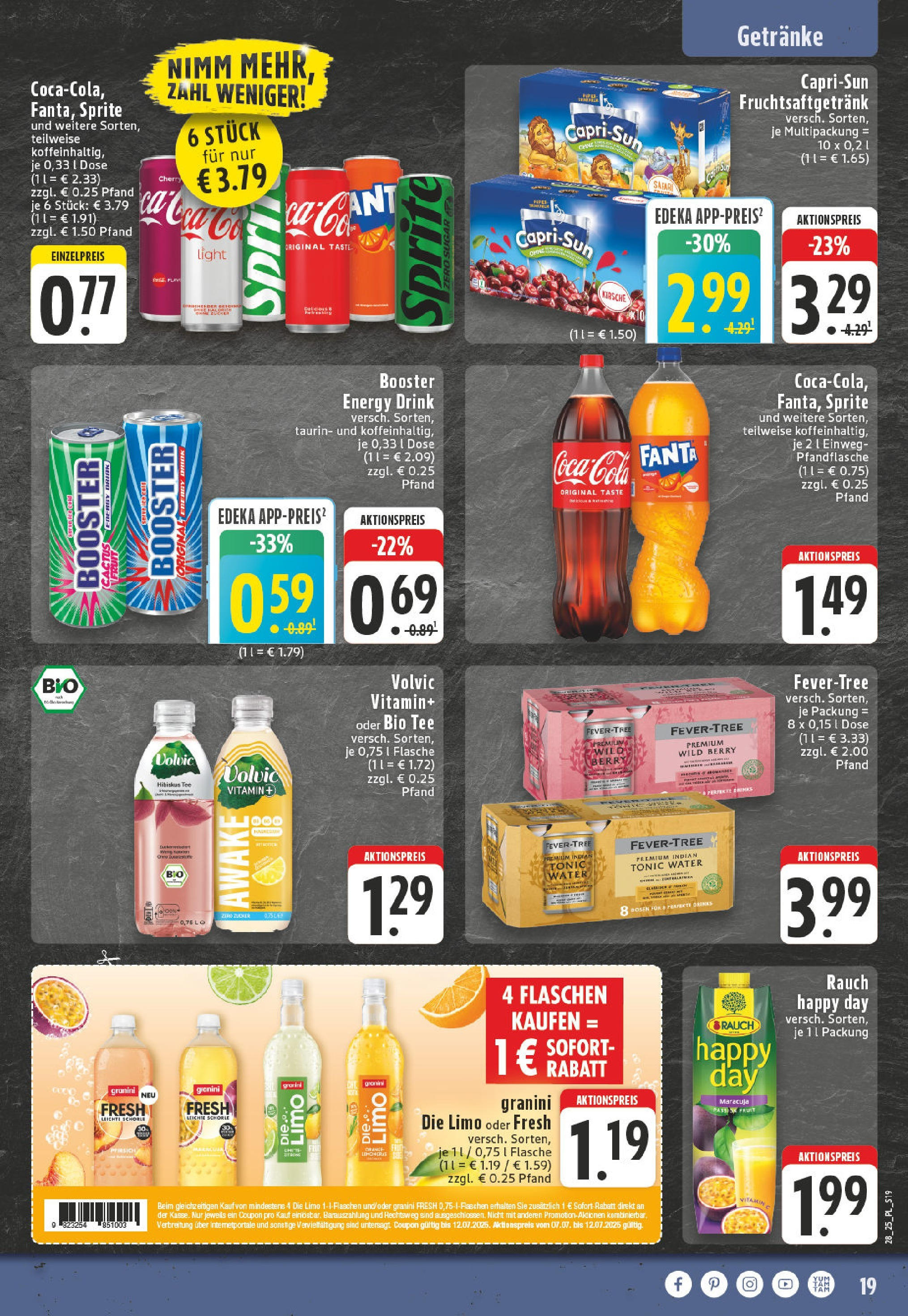 Edeka prospekt Bad Sassendorf	 (ab 06.07.2025) » Angebote Online | Seite: 19 | Produkte: Sprite, Energy, Granini, Volvic