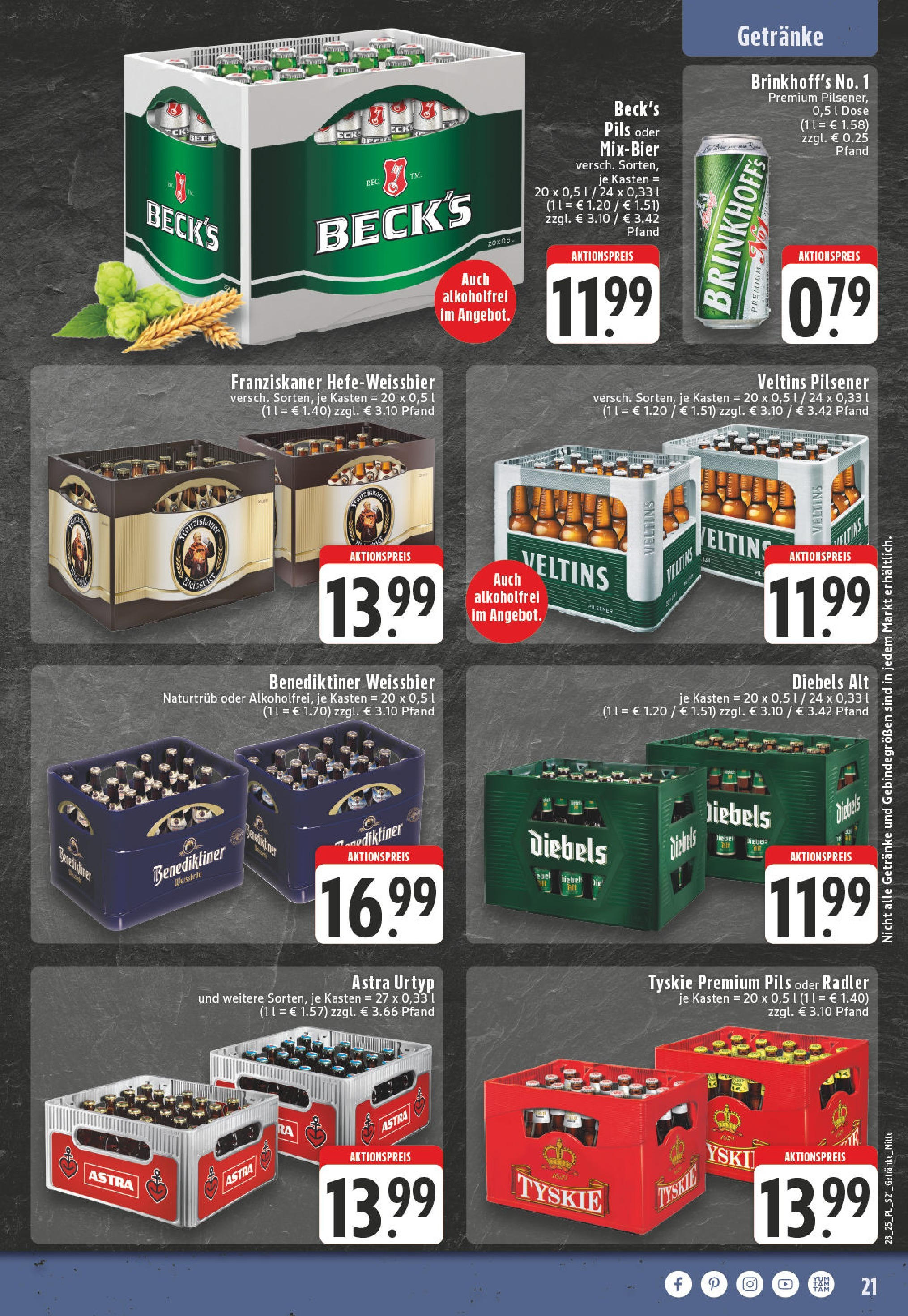 Edeka prospekt Bad Sassendorf	 (ab 06.07.2025) » Angebote Online | Seite: 21 | Produkte: Franziskaner, Tyskie, Radler, Diebels